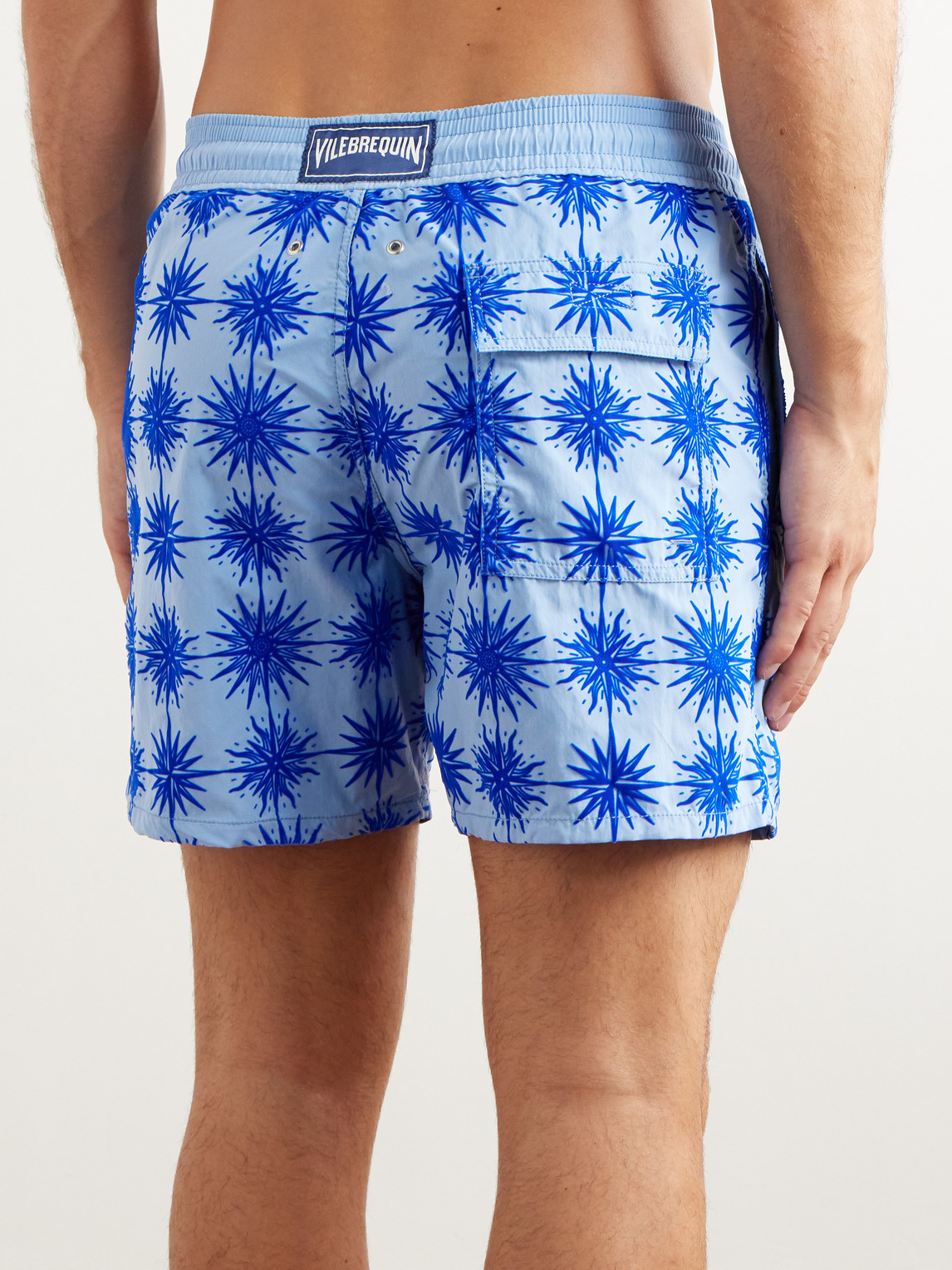 Shop Vilebrequin Moorea Slim-fit Mid-length Flocked Recycled Swim Shorts In Blue