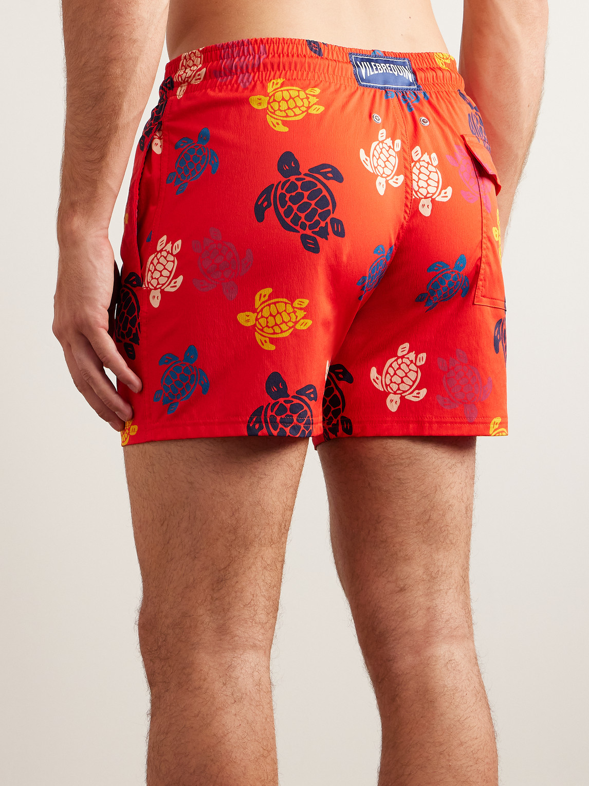 Shop Vilebrequin Moorise Straight-leg Mid-length Printed Recycled Swim Shorts In Red