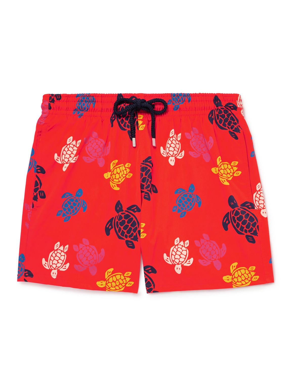 Vilebrequin Moorise Straight-leg Mid-length Printed Recycled Swim Shorts In Red