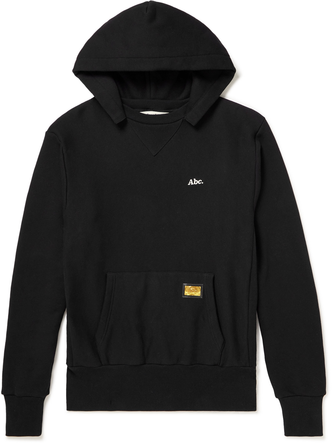 Abc. 123. Logo-appliquéd Colour-block Cotton-jersey Hoodie In Black