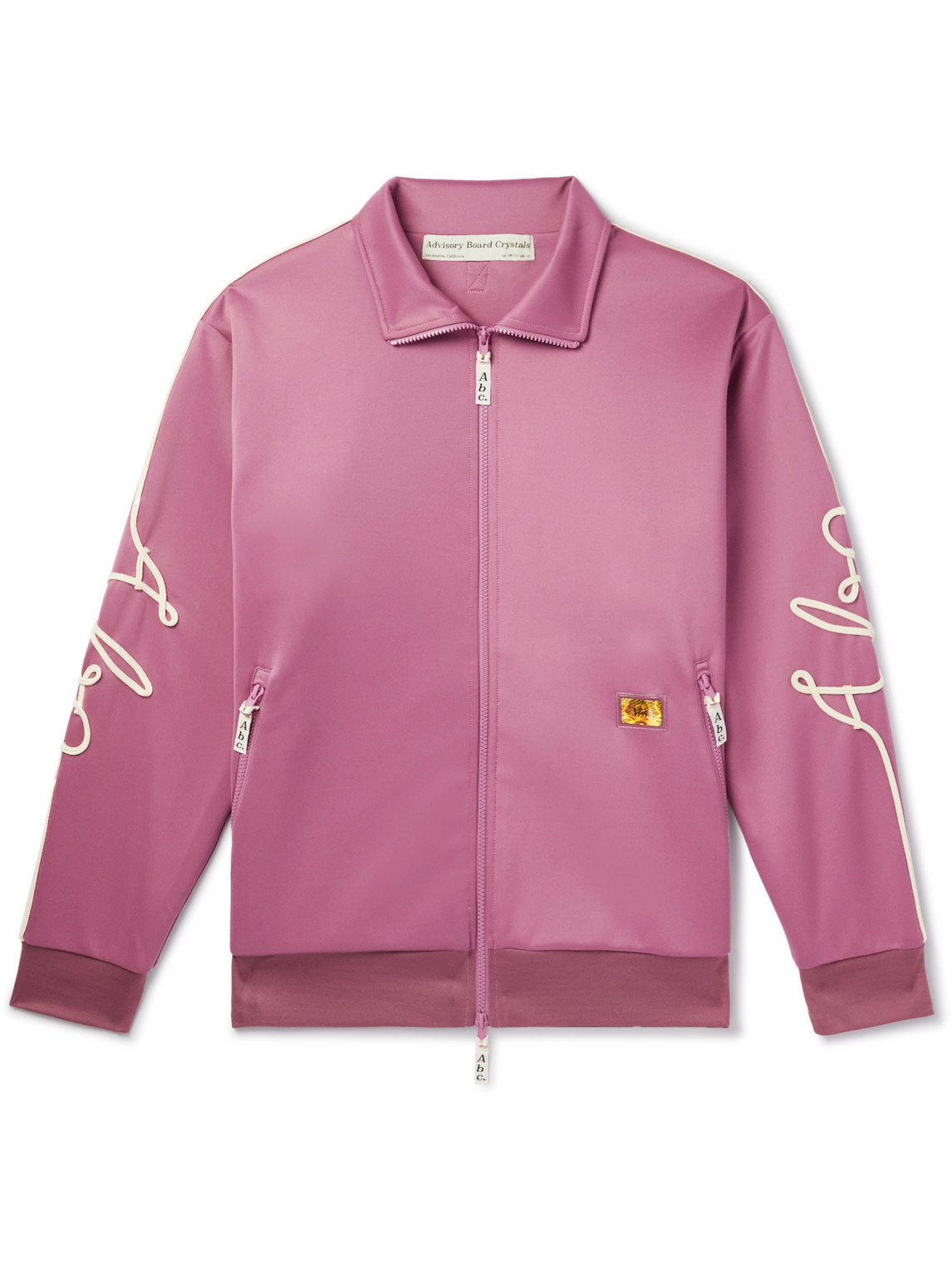 Abc. 123. Logo-appliquéd Embroidered Jersey Zip-up Sweatshirt In Burgundy