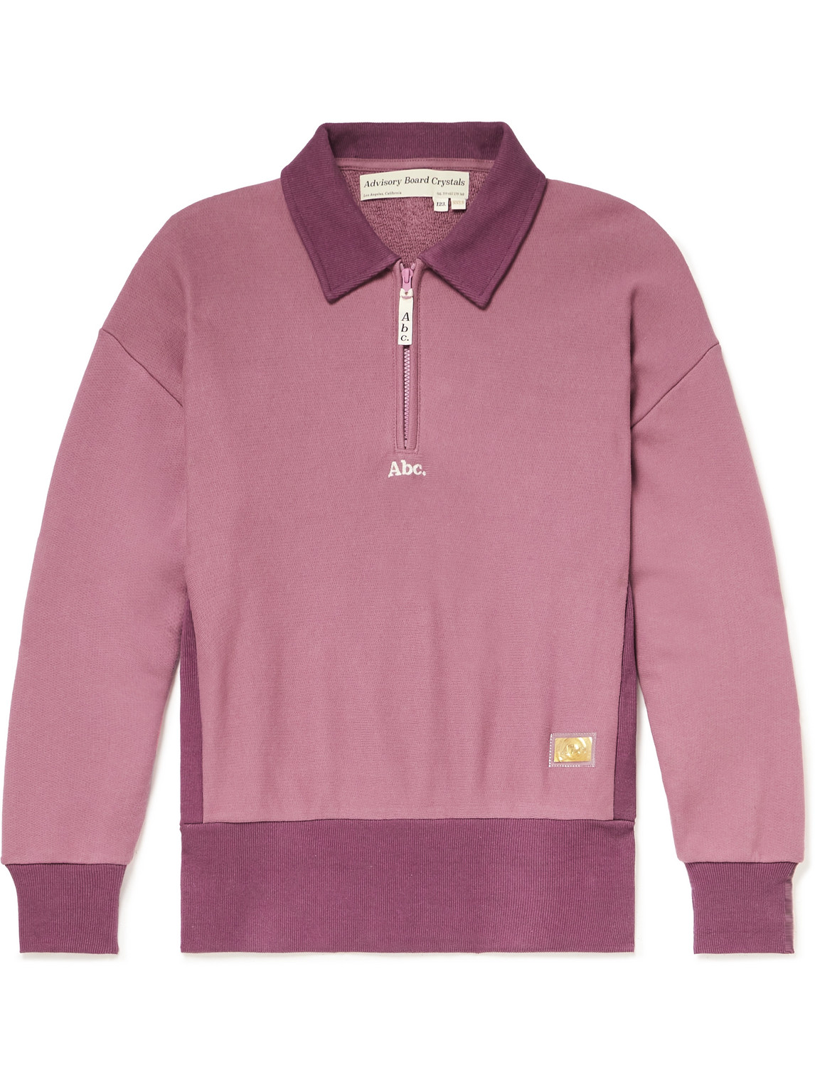 Abc. 123. Logo-appliquéd Cotton-jersey Half-zip Sweatshirt In Pink