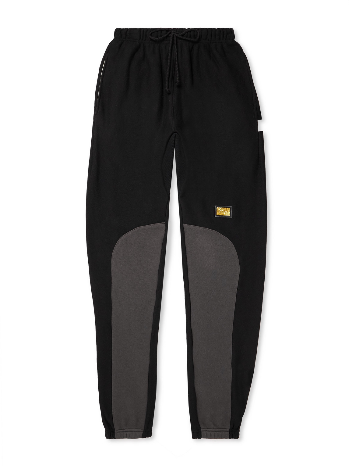 Abc. 123. Tapered Logo-appliquéd Cotton-jersey Sweatpants In Black