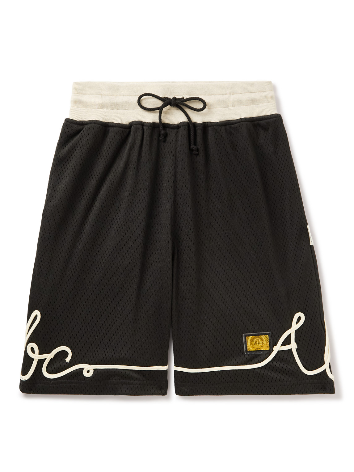 Abc. 123. Straight-leg Embroidered Mesh Dawstring Shorts In Black