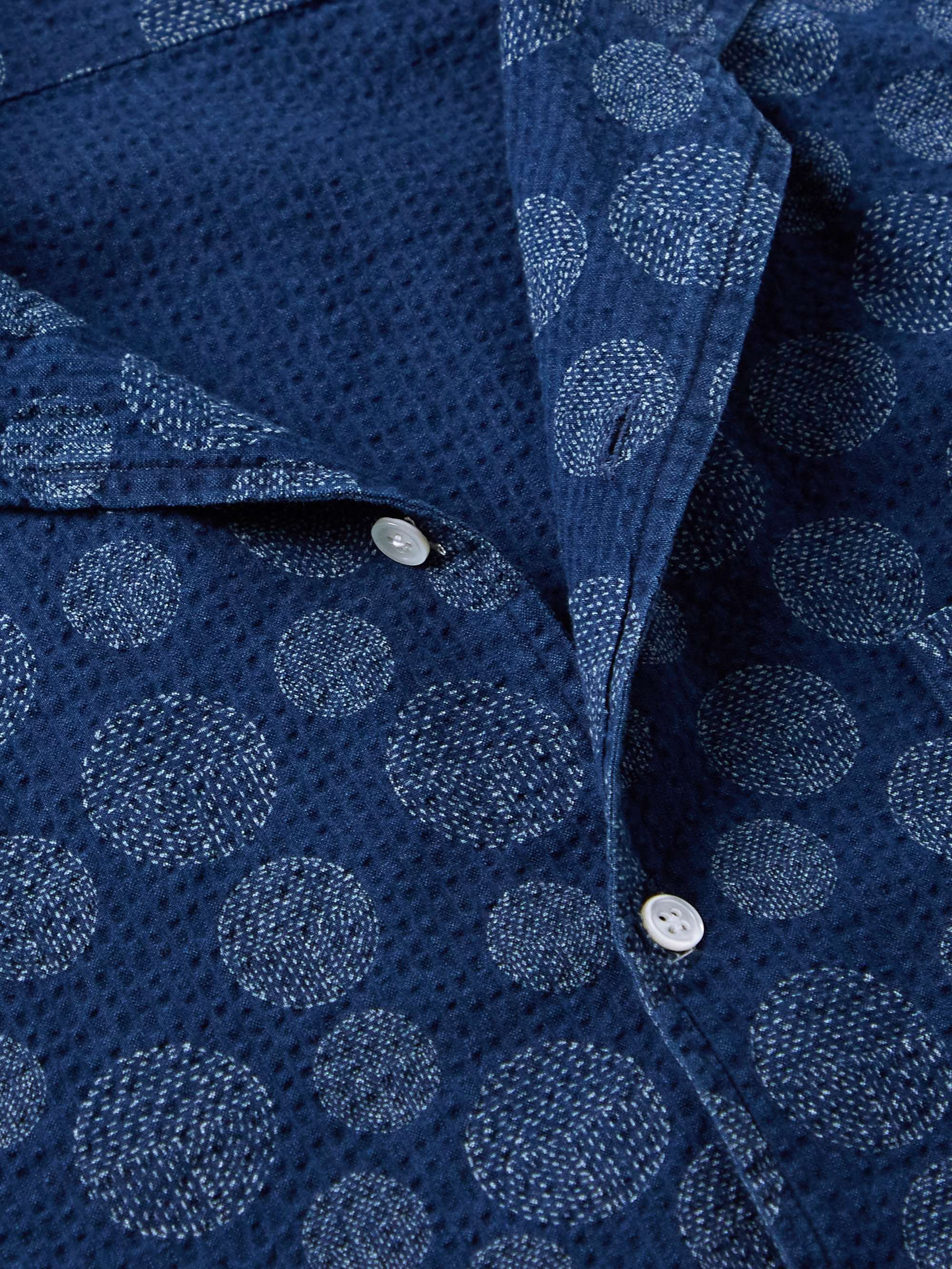 HARTFORD Palm Mc Pat Convertible-Collar Printed Cotton-Seersucker Shirt