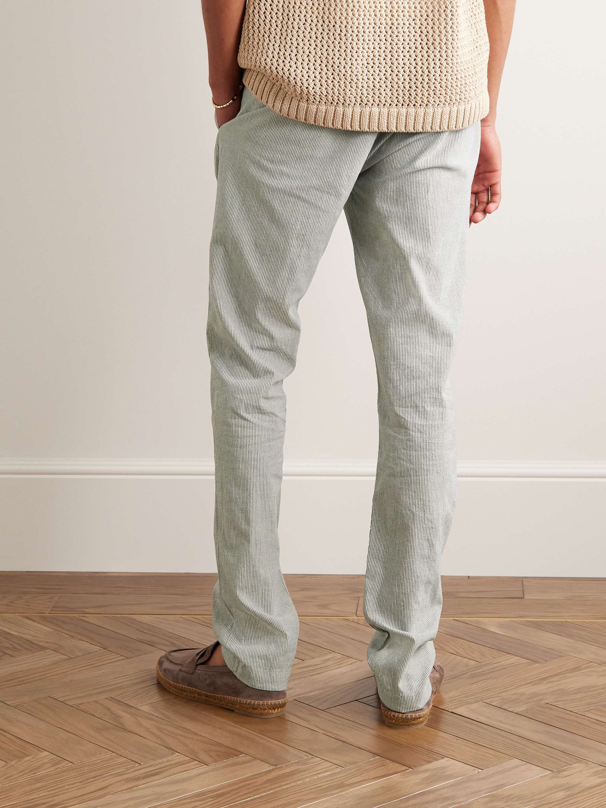HARTFORD Tanker Slim-Fit Straight-Leg Striped Cotton Drawstring Trousers