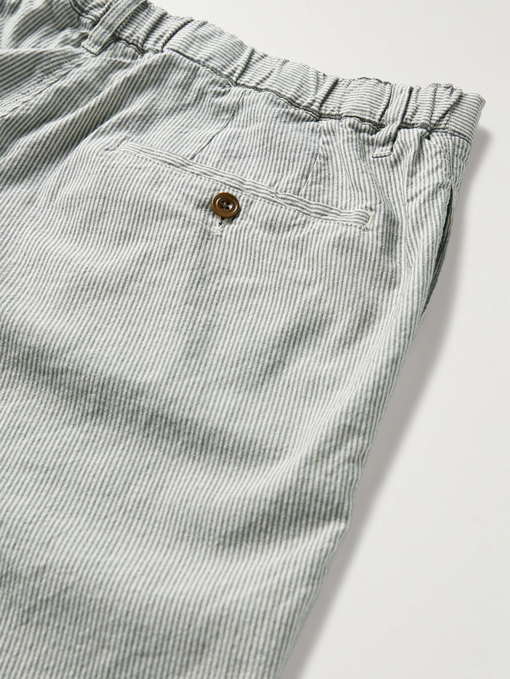 HARTFORD Tanker Slim-Fit Straight-Leg Striped Cotton Drawstring Trousers