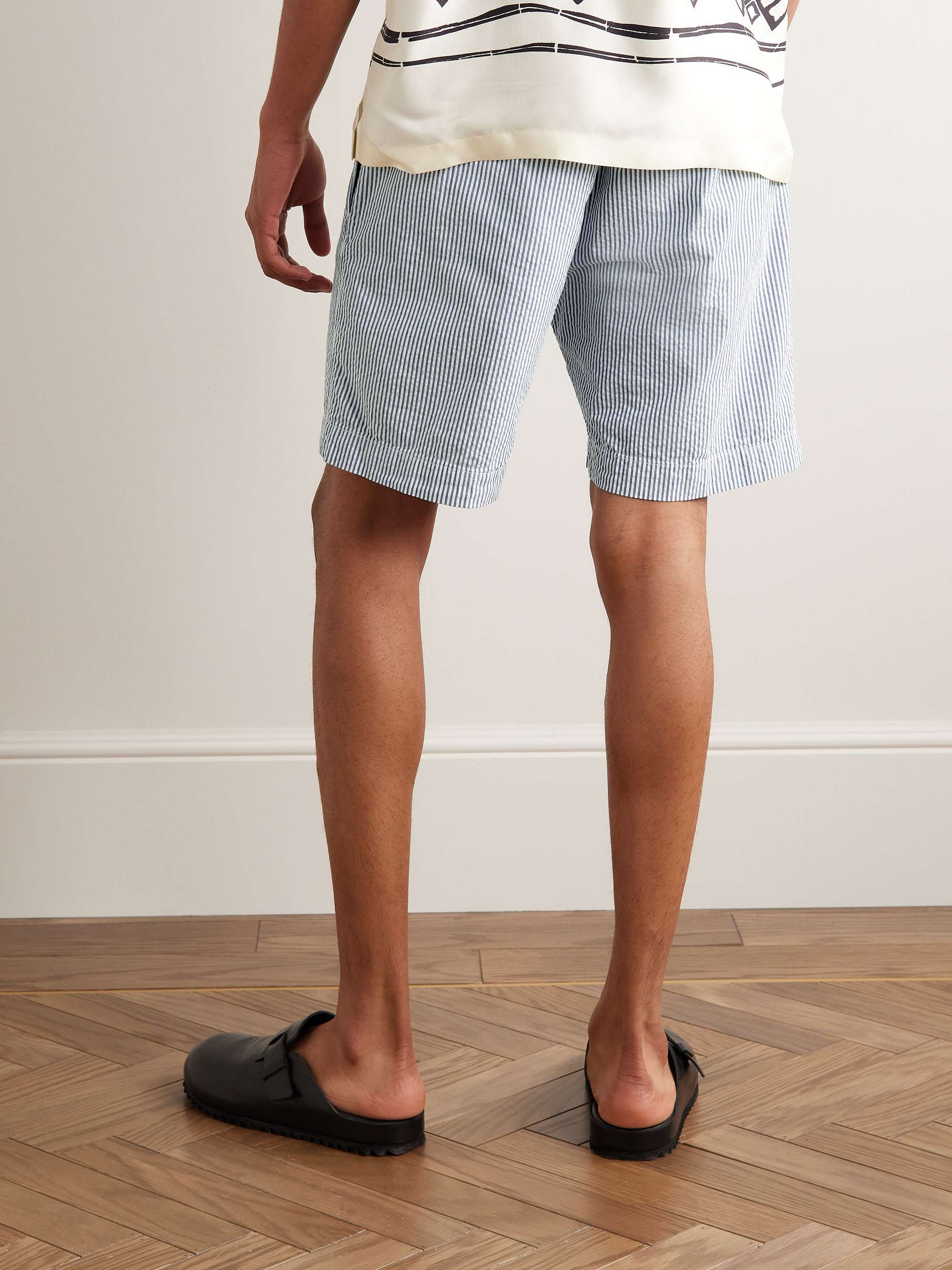 HARTFORD Tank Slim-Fit Straight-Leg Printed Cotton Oxford Drawstring Shorts