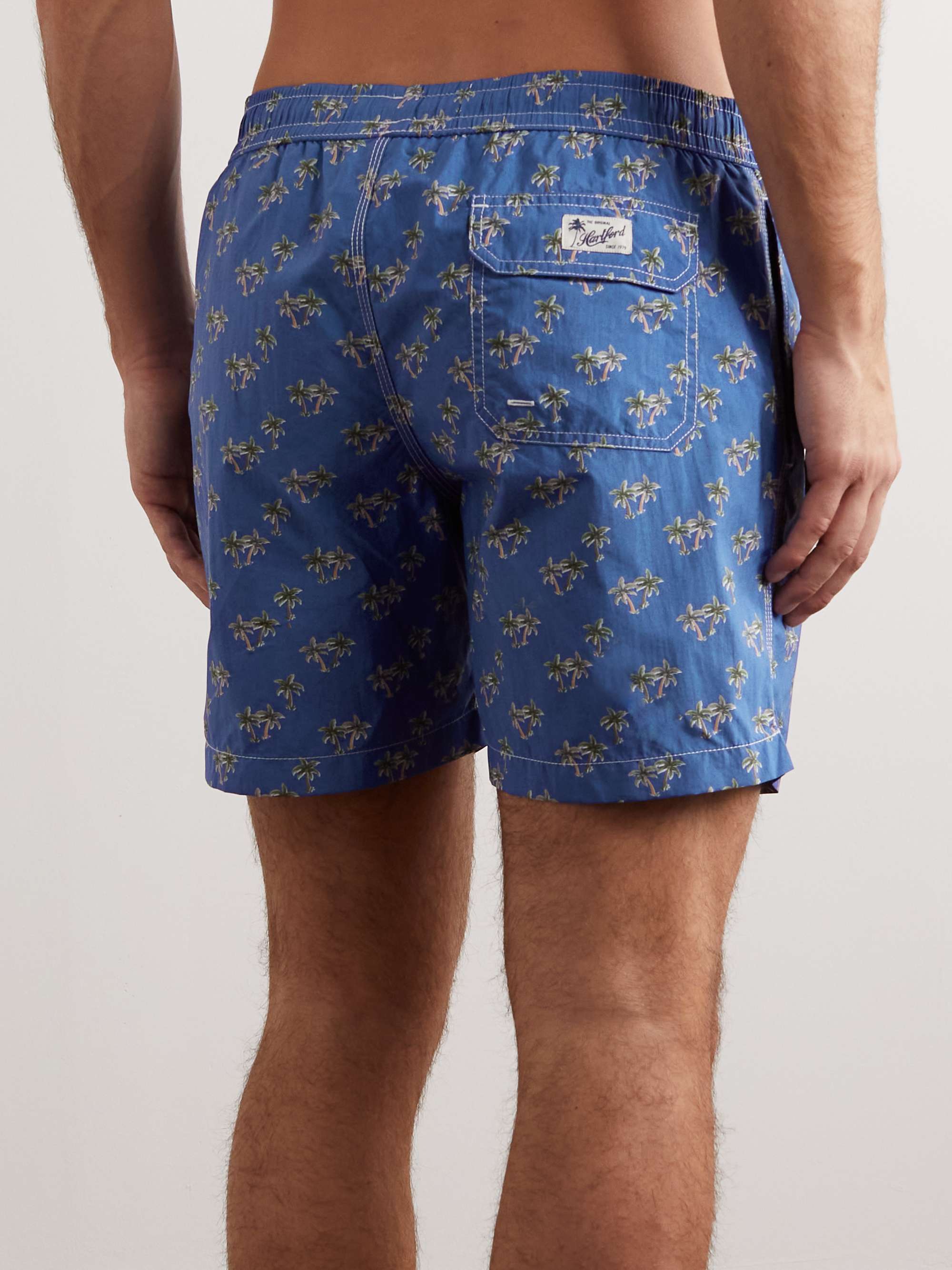 HARTFORD Straight-Leg Mid-Length Printed Swim Shorts