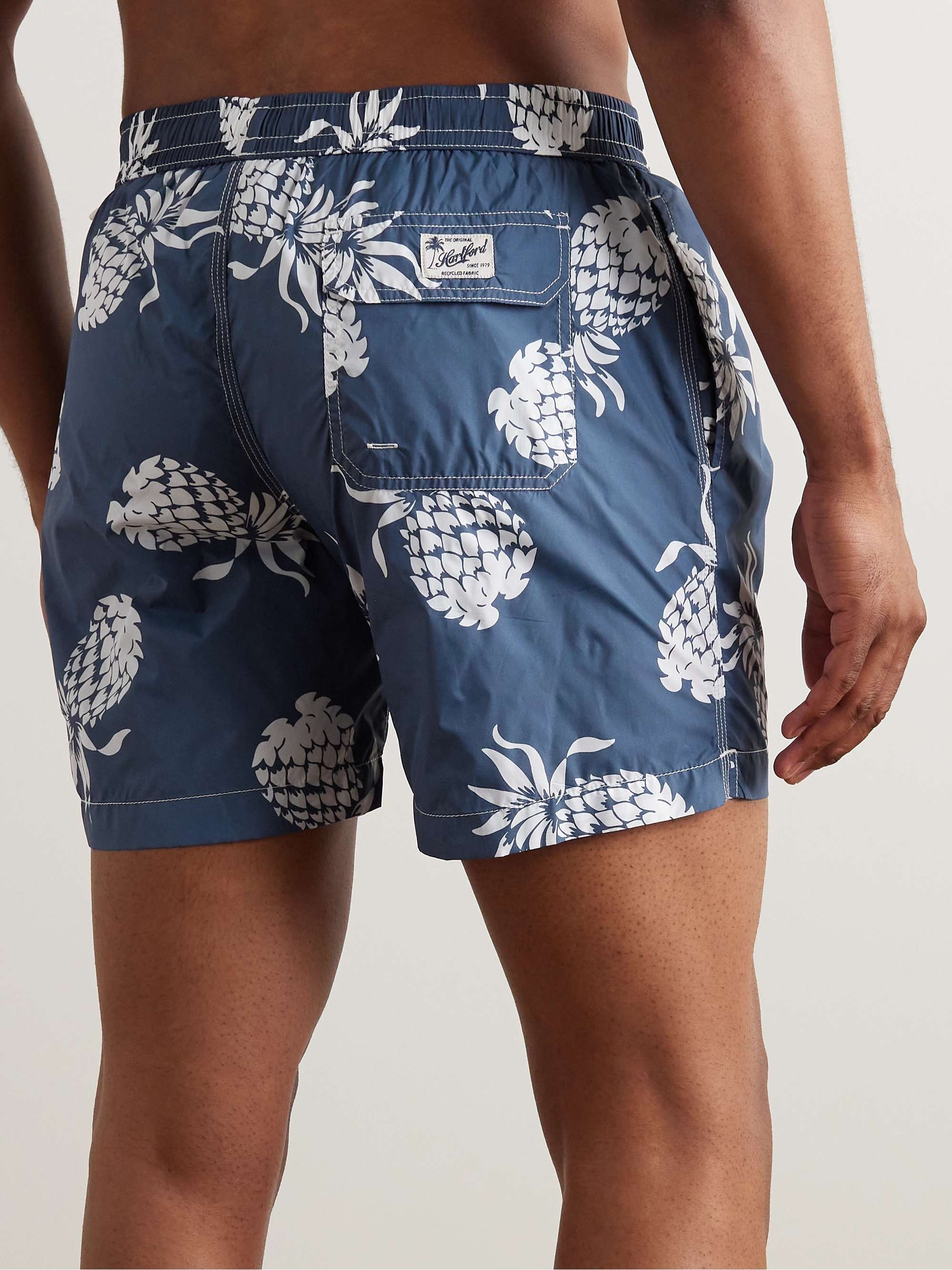 HARTFORD Straight-Leg Mid-Length Printed Recycled Swim Shorts
