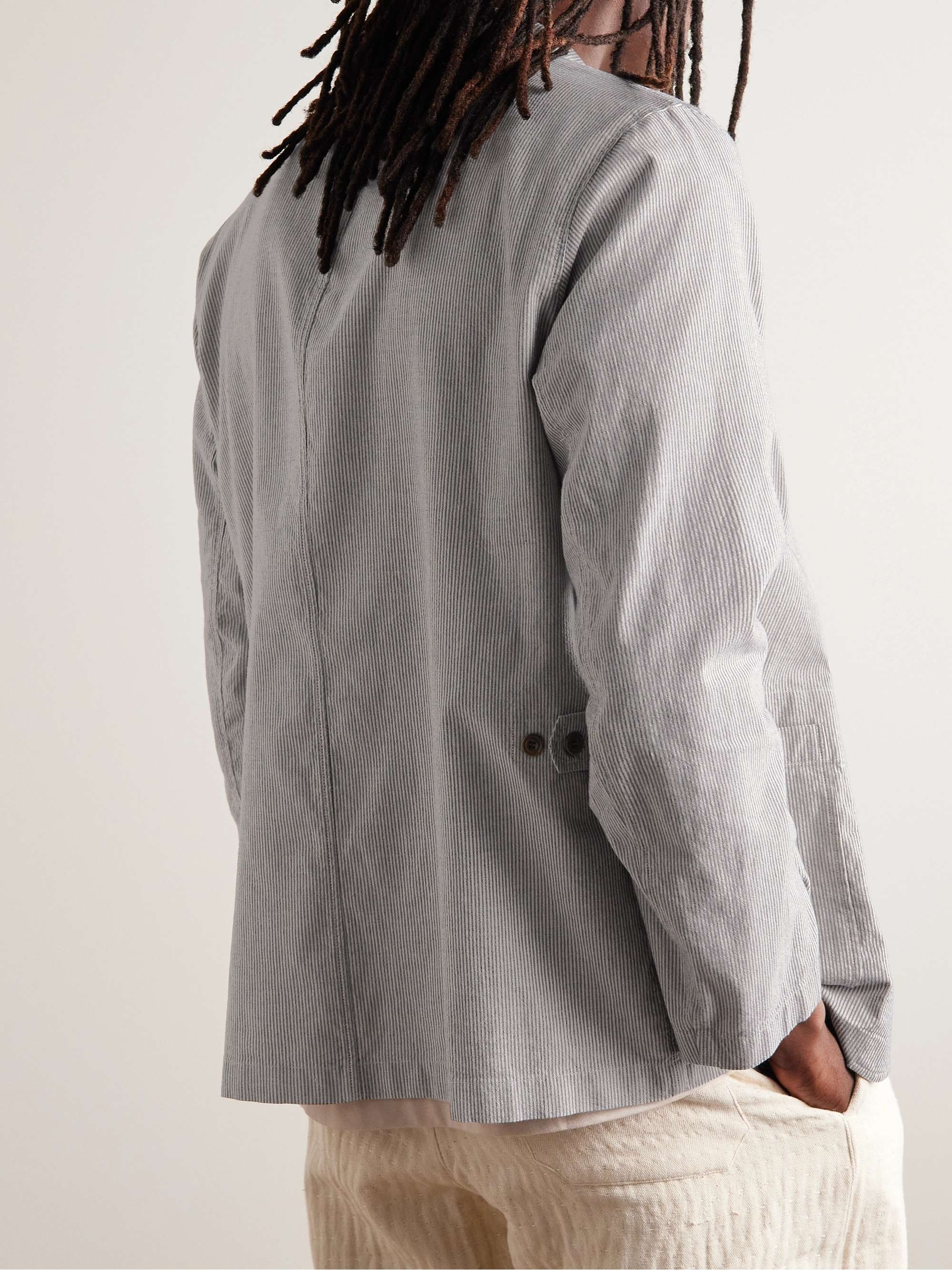 HARTFORD Jerome Striped Cotton and Linen-Blend Jacket
