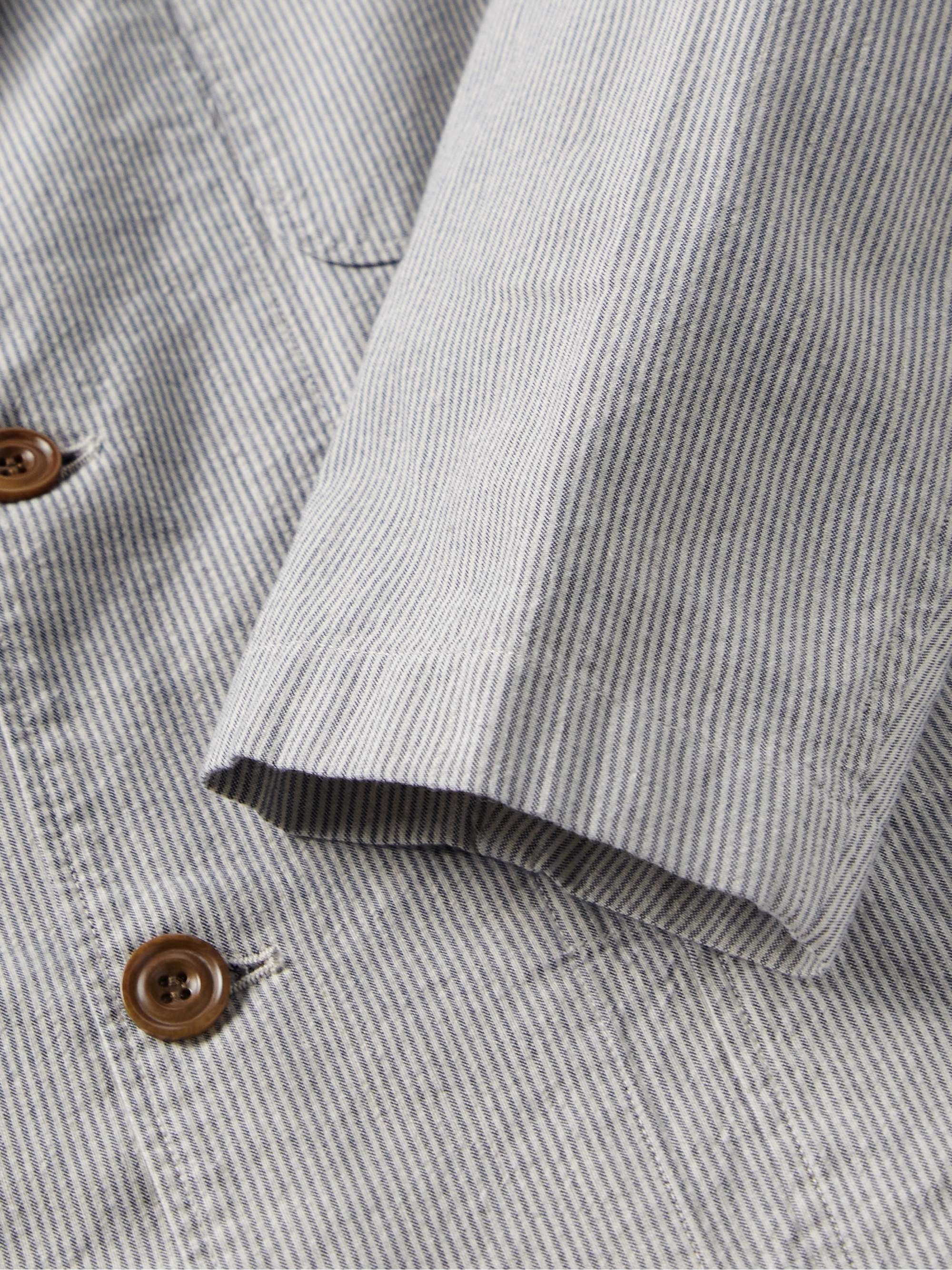 HARTFORD Jerome Striped Cotton and Linen-Blend Jacket