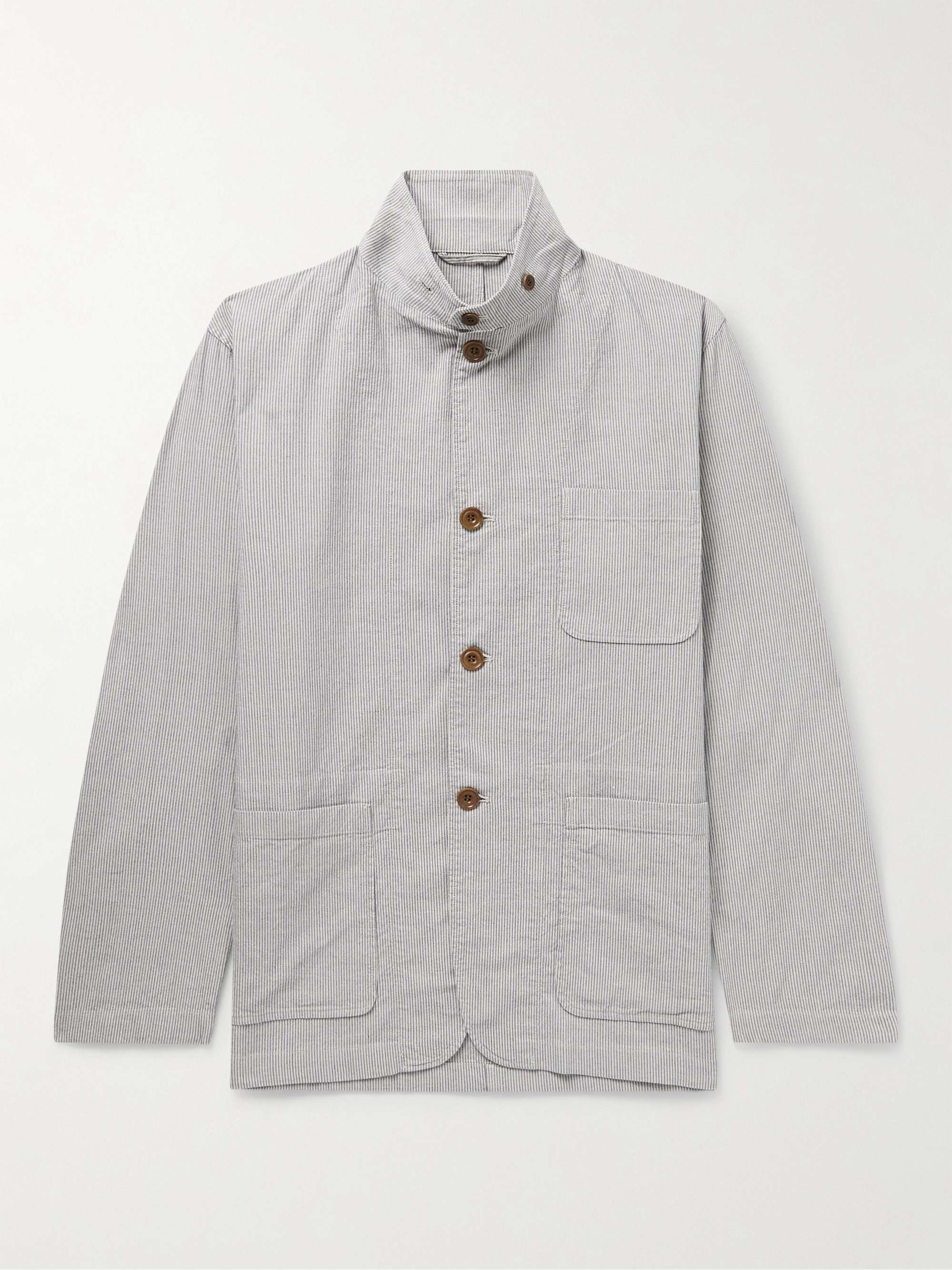 HARTFORD Jerome Striped Cotton and Linen-Blend Jacket