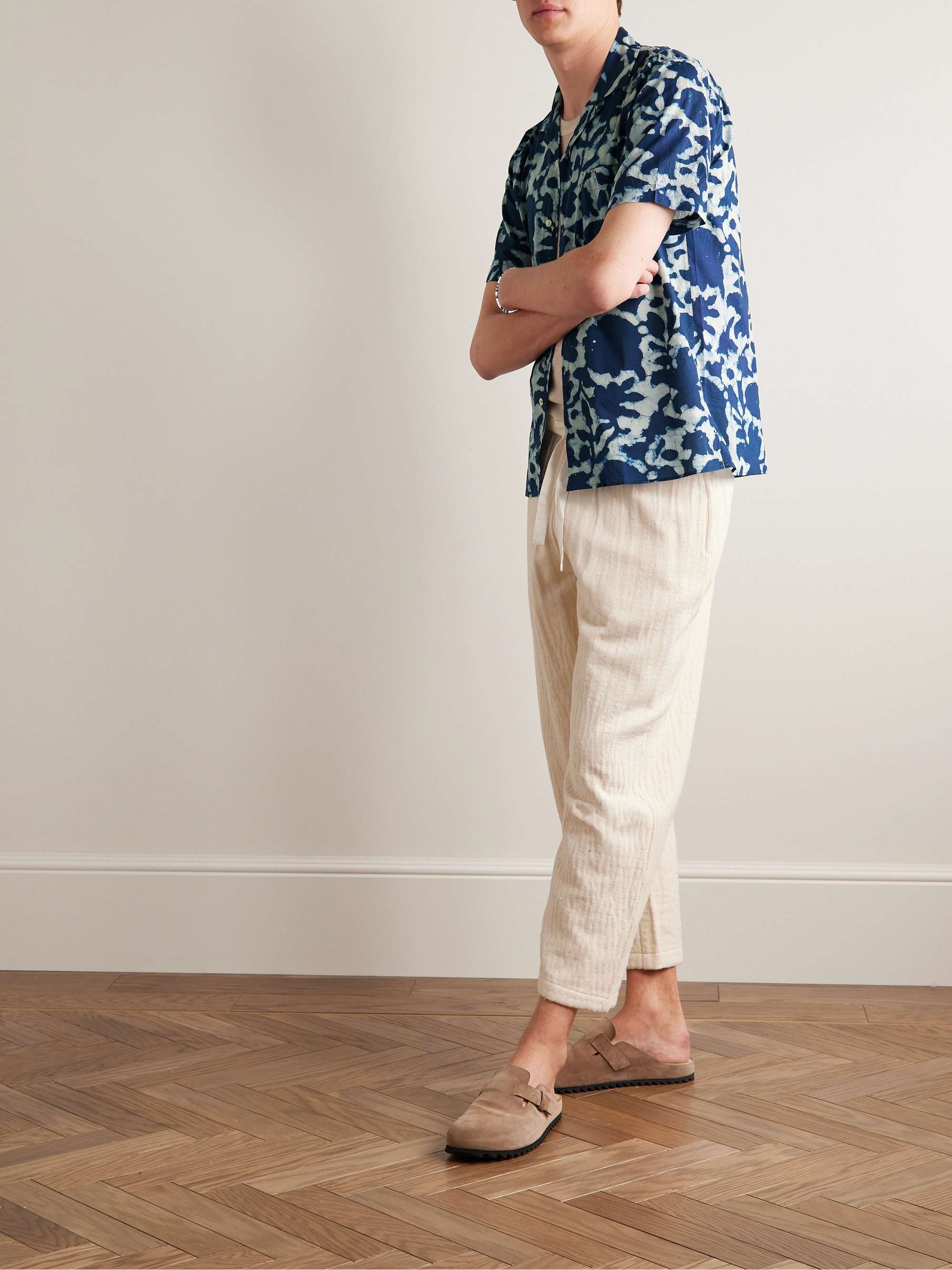HARTFORD Palm Mc Pat Convertible-Collar Printed Cotton-Voile Shirt