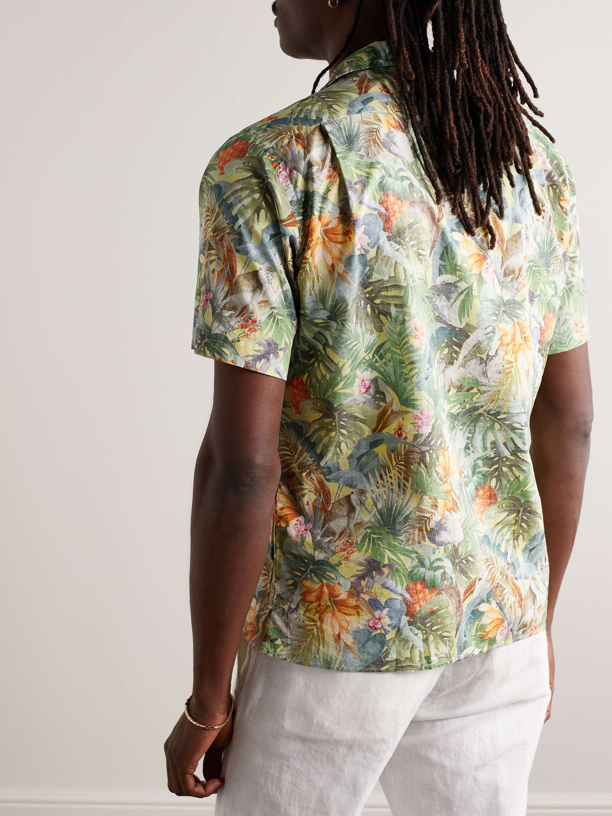 HARTFORD Palm Mc Pat Convertible-Collar Printed Cotton-Voile Shirt