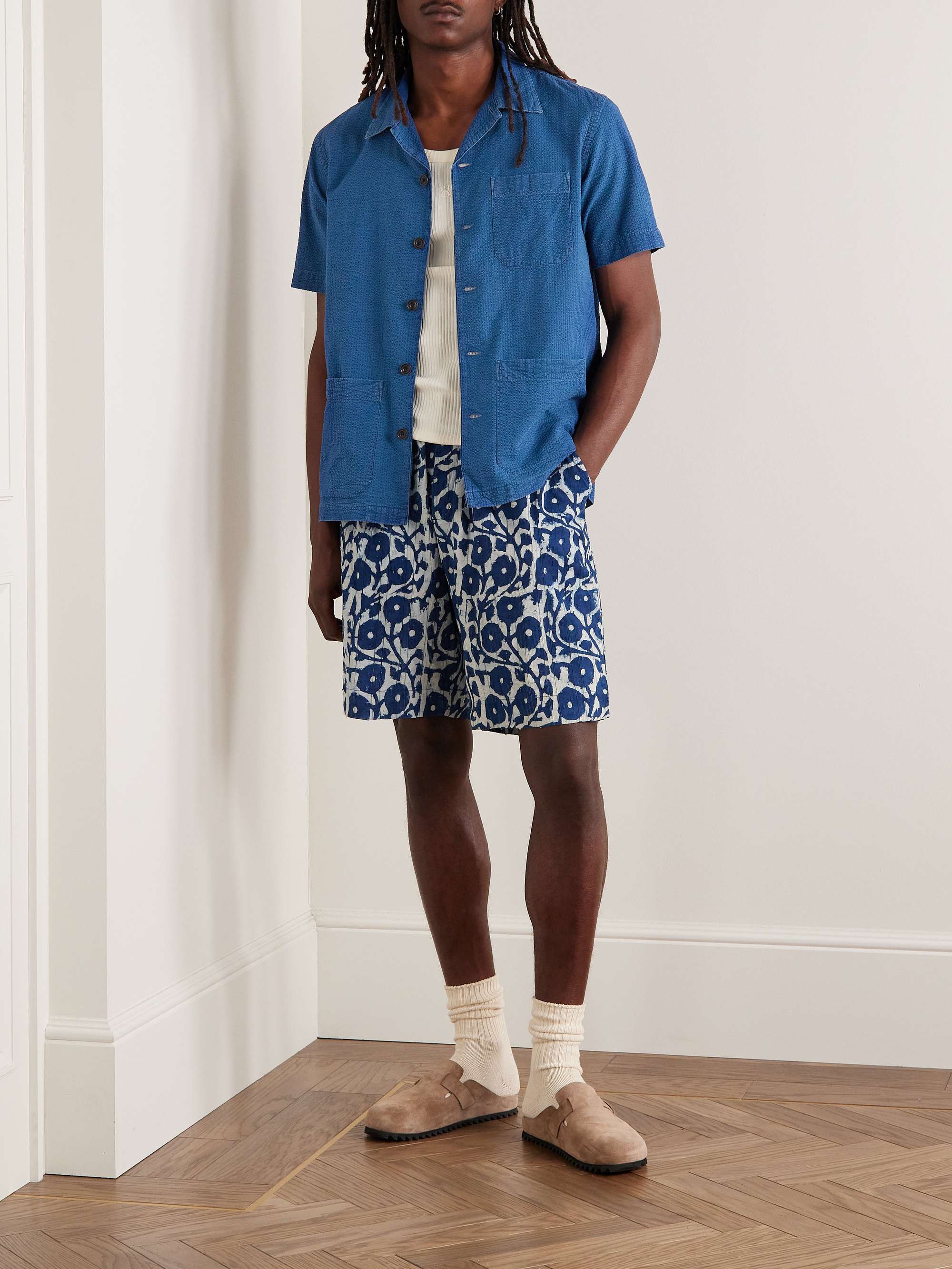 HARTFORD Phil Camp-Collar Cotton-Seersucker Shirt