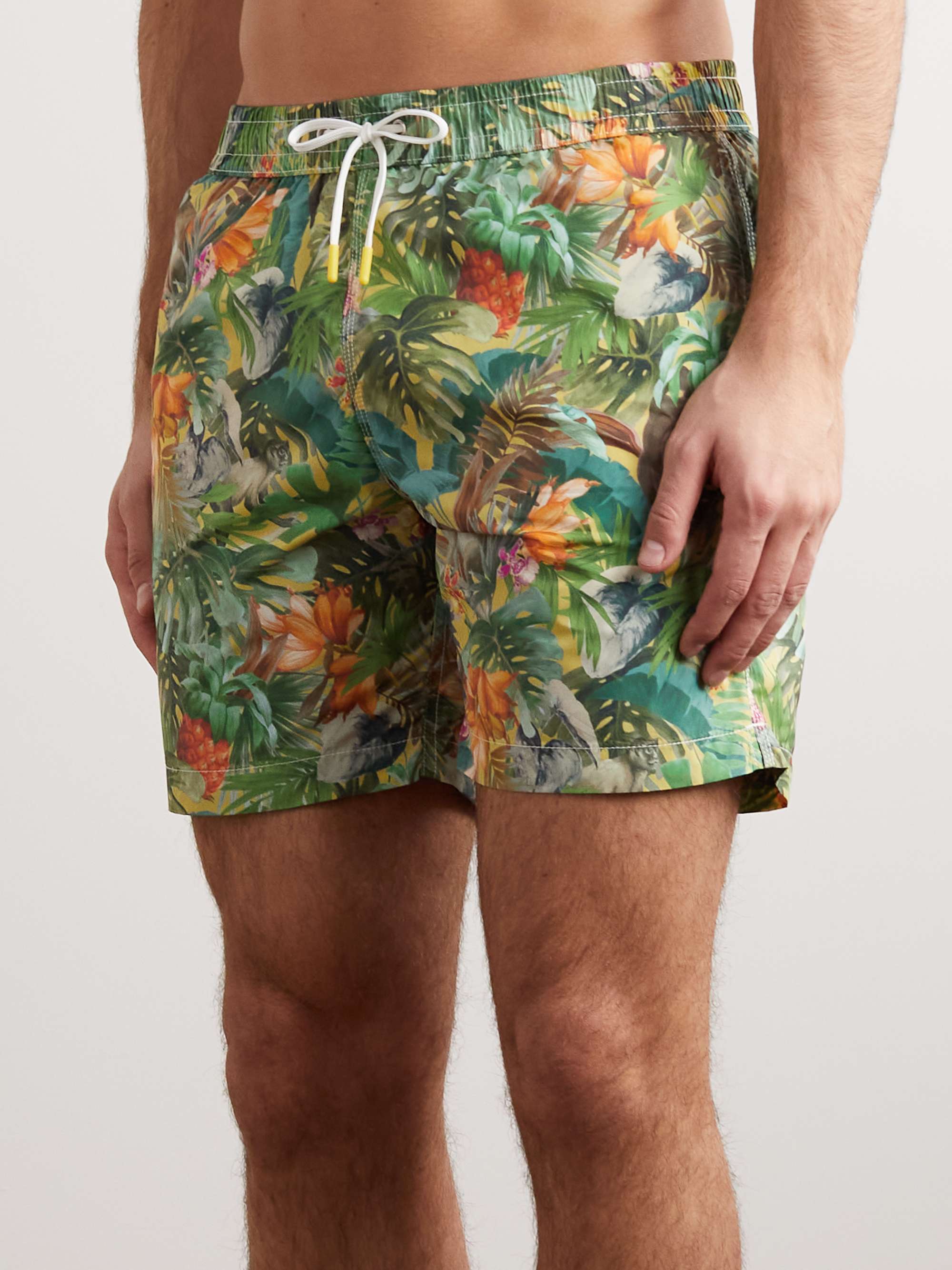 HARTFORD Talley Slim-Fit Mid-Length Embroidered Swim Shorts