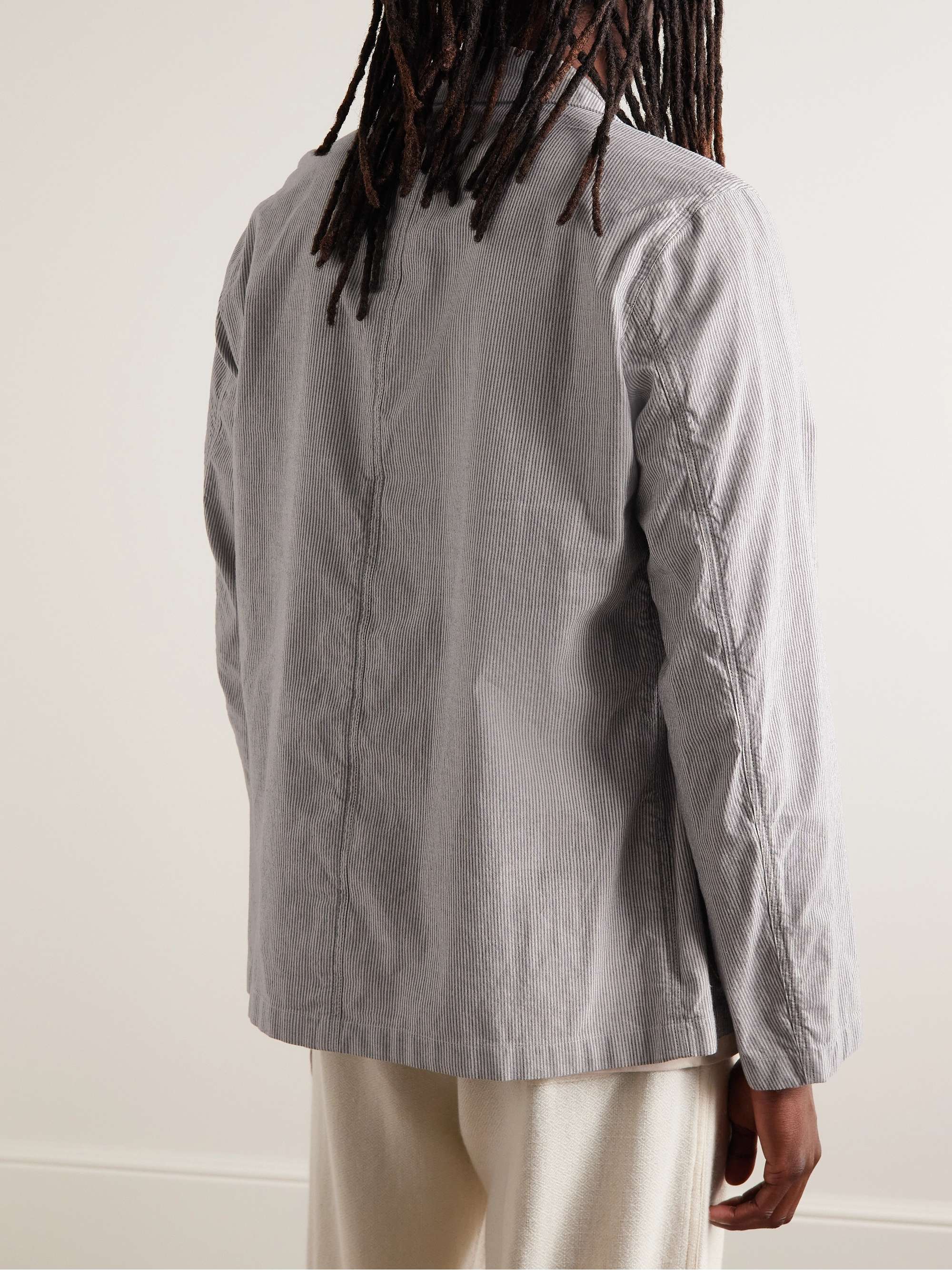 HARTFORD Jamison Striped Cotton and Linen-Blend Overshirt