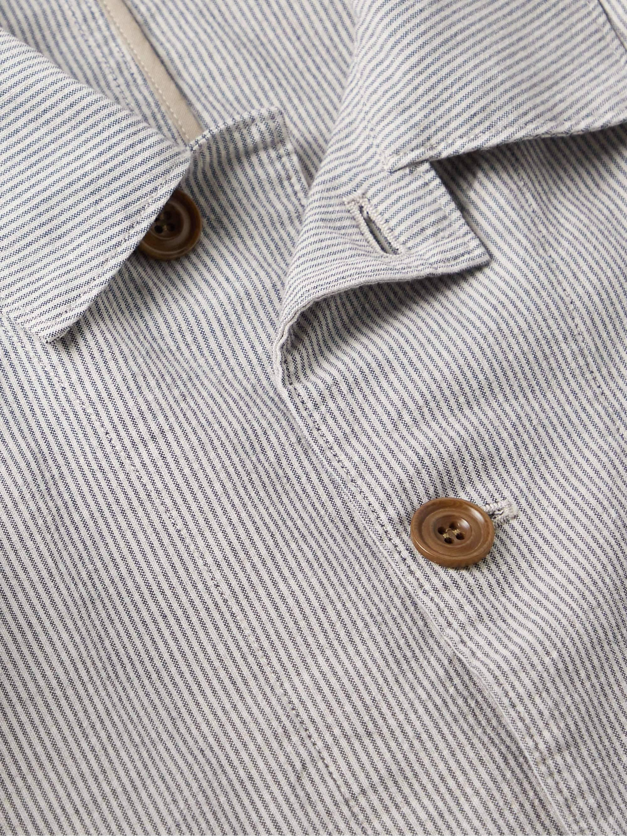 HARTFORD Jamison Striped Cotton and Linen-Blend Overshirt
