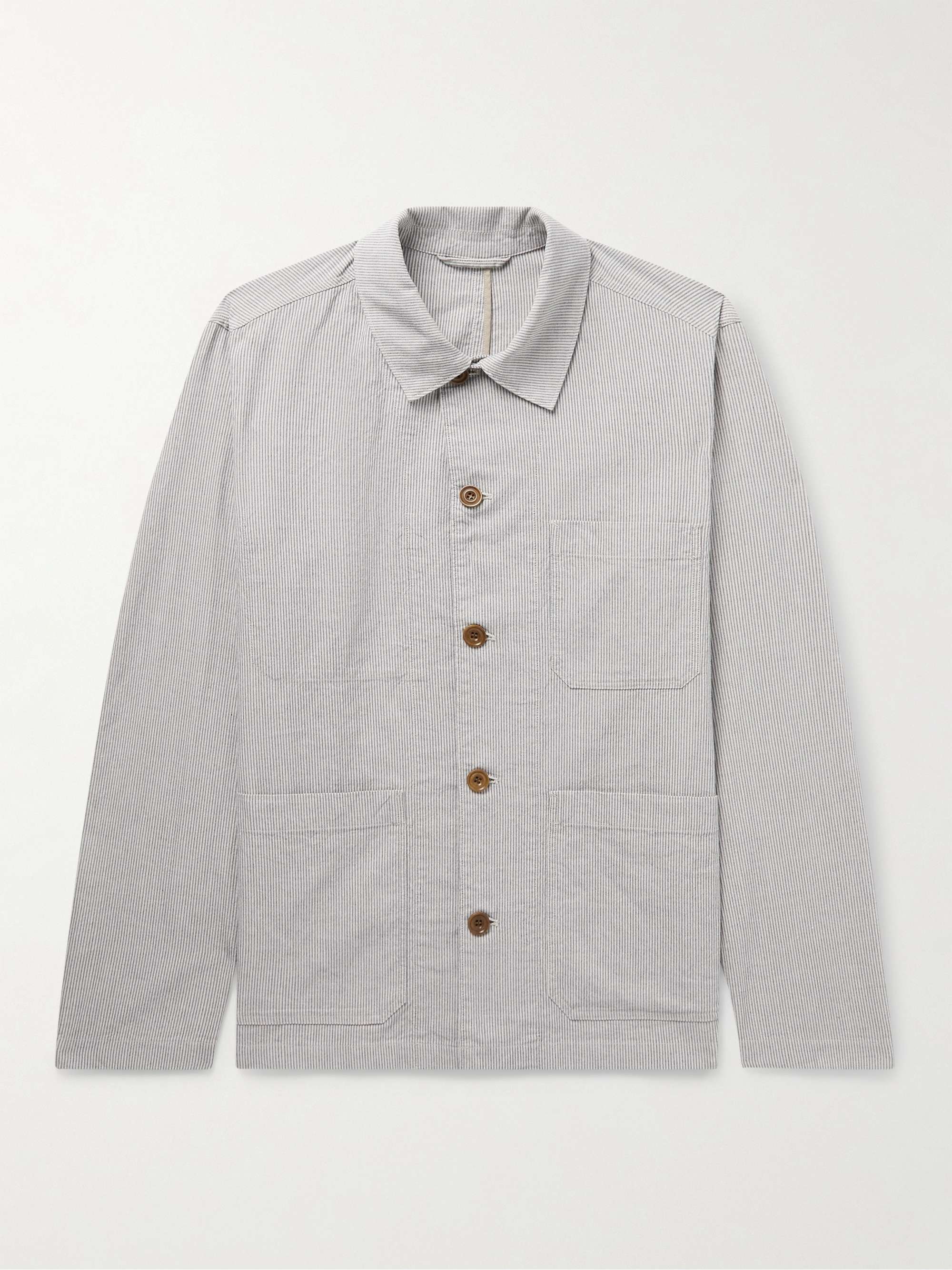 HARTFORD Jamison Striped Cotton and Linen-Blend Overshirt for Men | MR ...