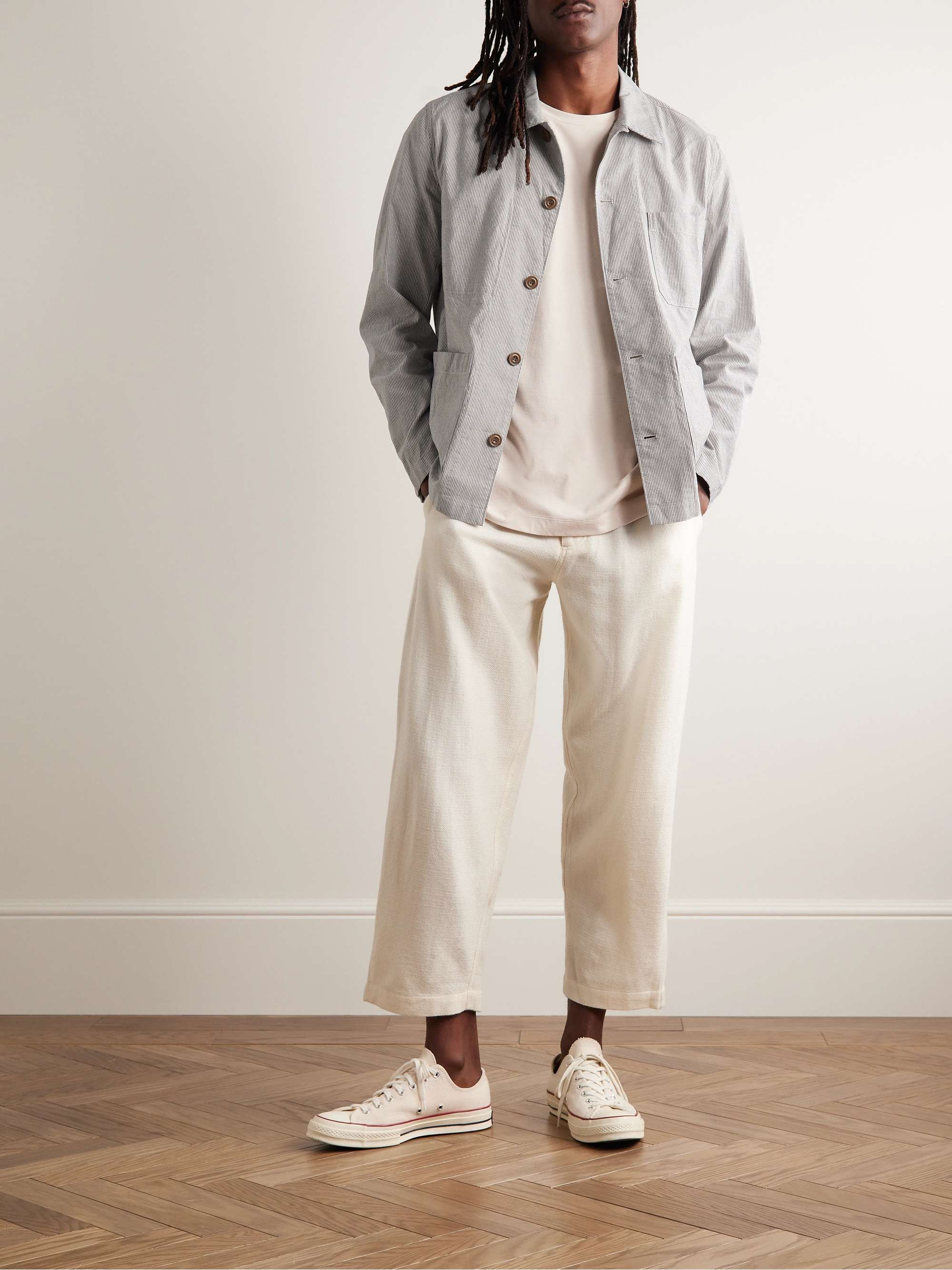 HARTFORD Jamison Striped Cotton and Linen-Blend Overshirt