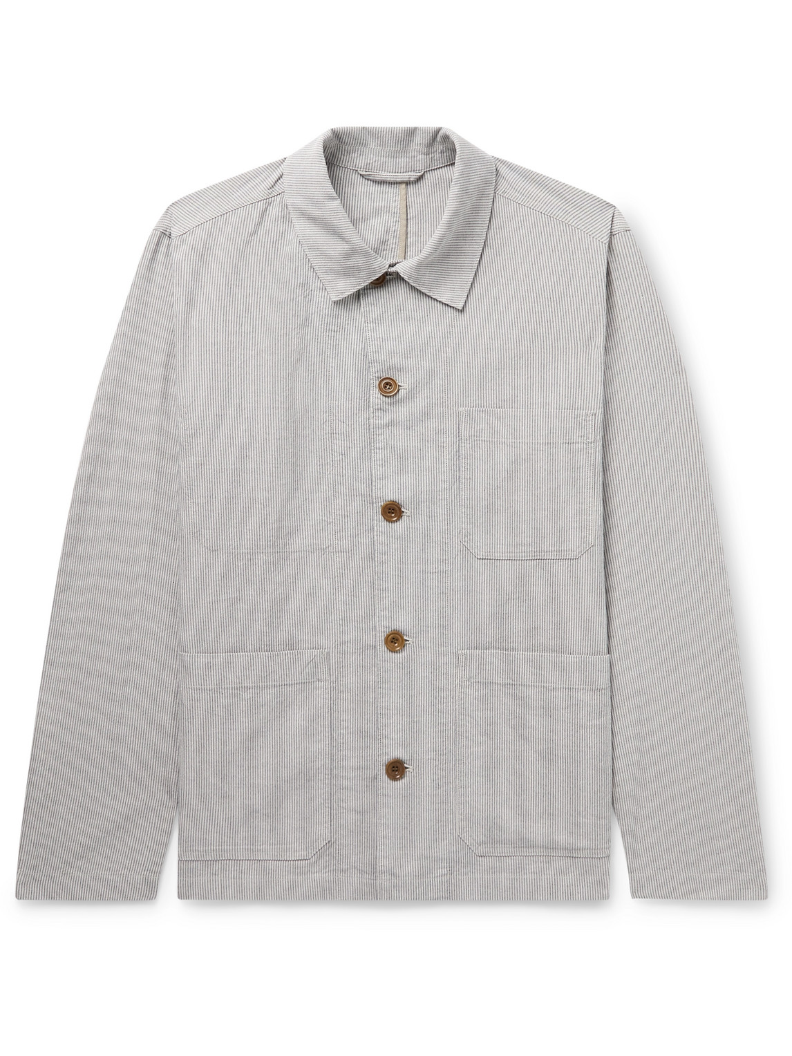 Jamison Striped Cotton and Linen-Blend Overshirt