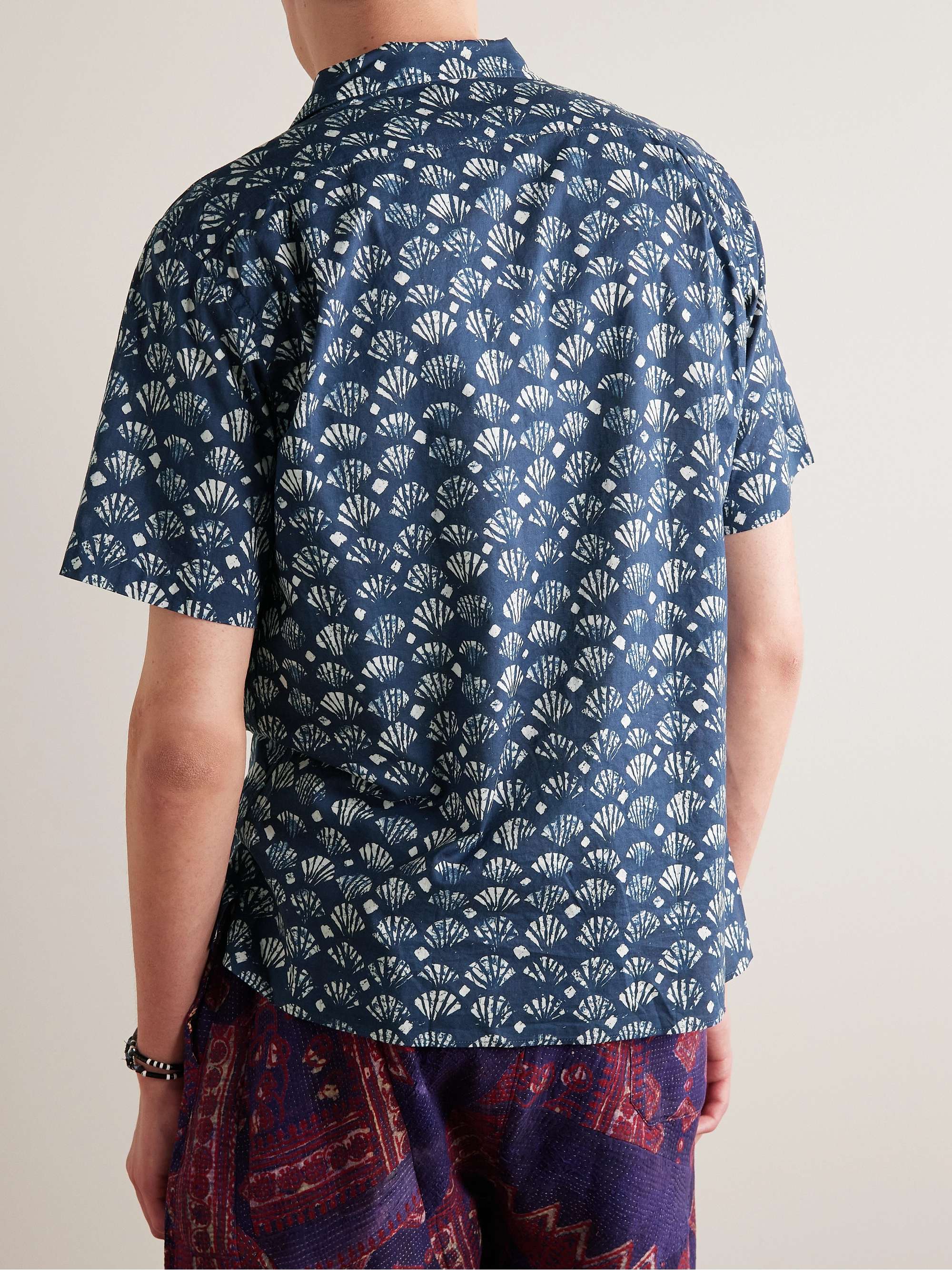 HARTFORD Palm Mc Pat Convertible-Collar Printed Cotton-Voile Shirt