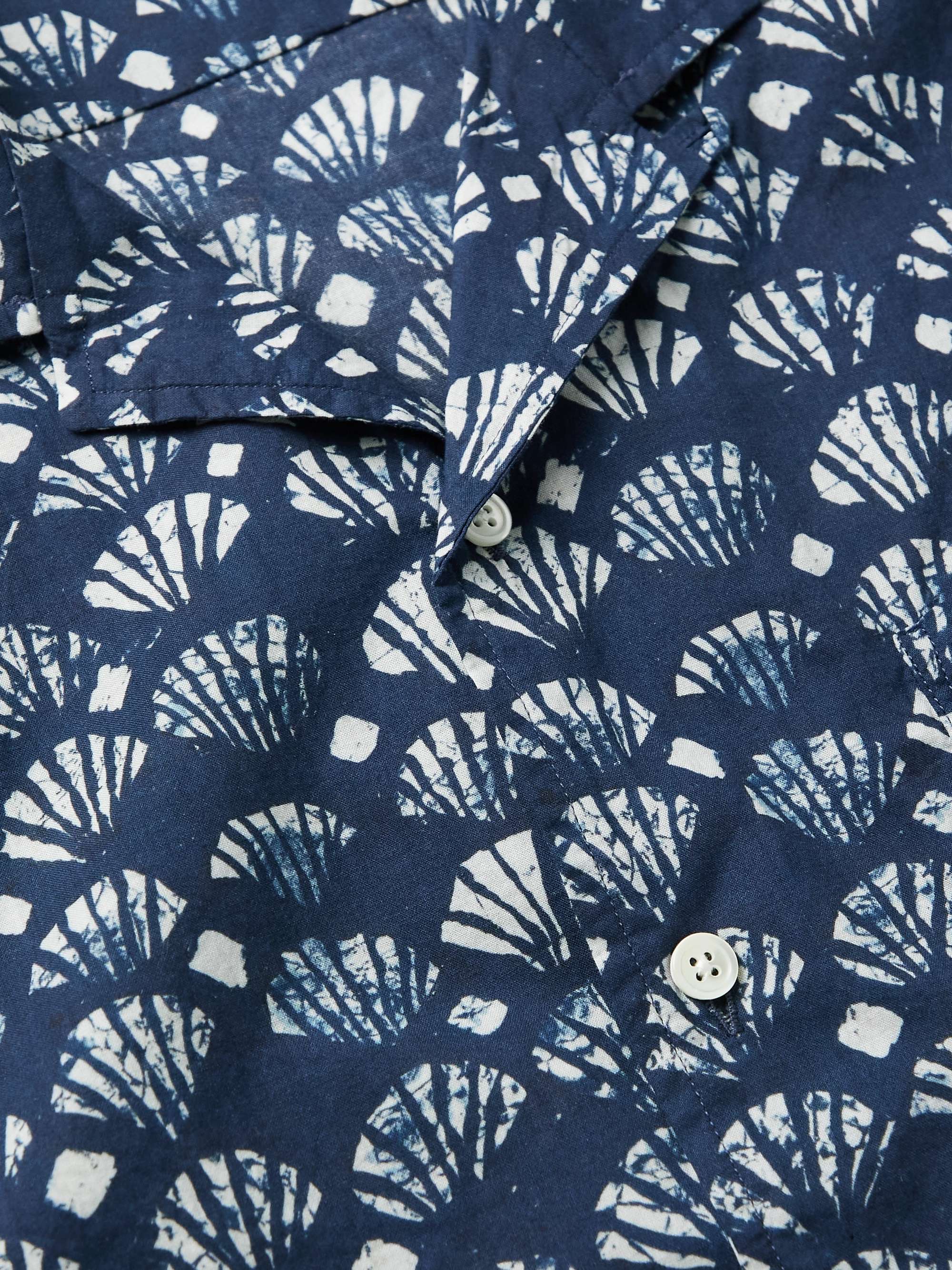 HARTFORD Palm Mc Pat Convertible-Collar Printed Cotton-Voile Shirt