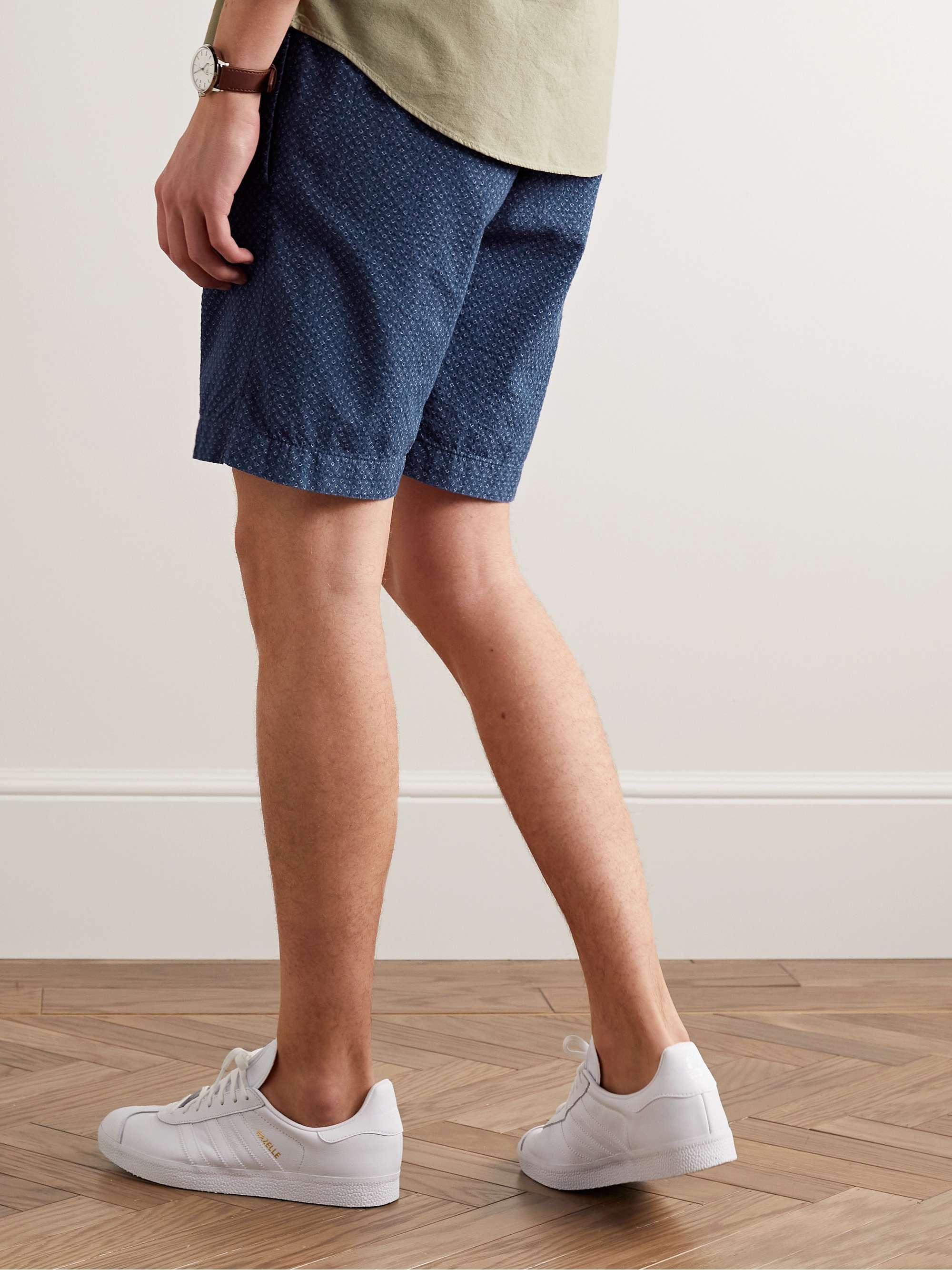 HARTFORD Tank Straight-Leg Printed Cotton-Seersucker Drawstring Shorts
