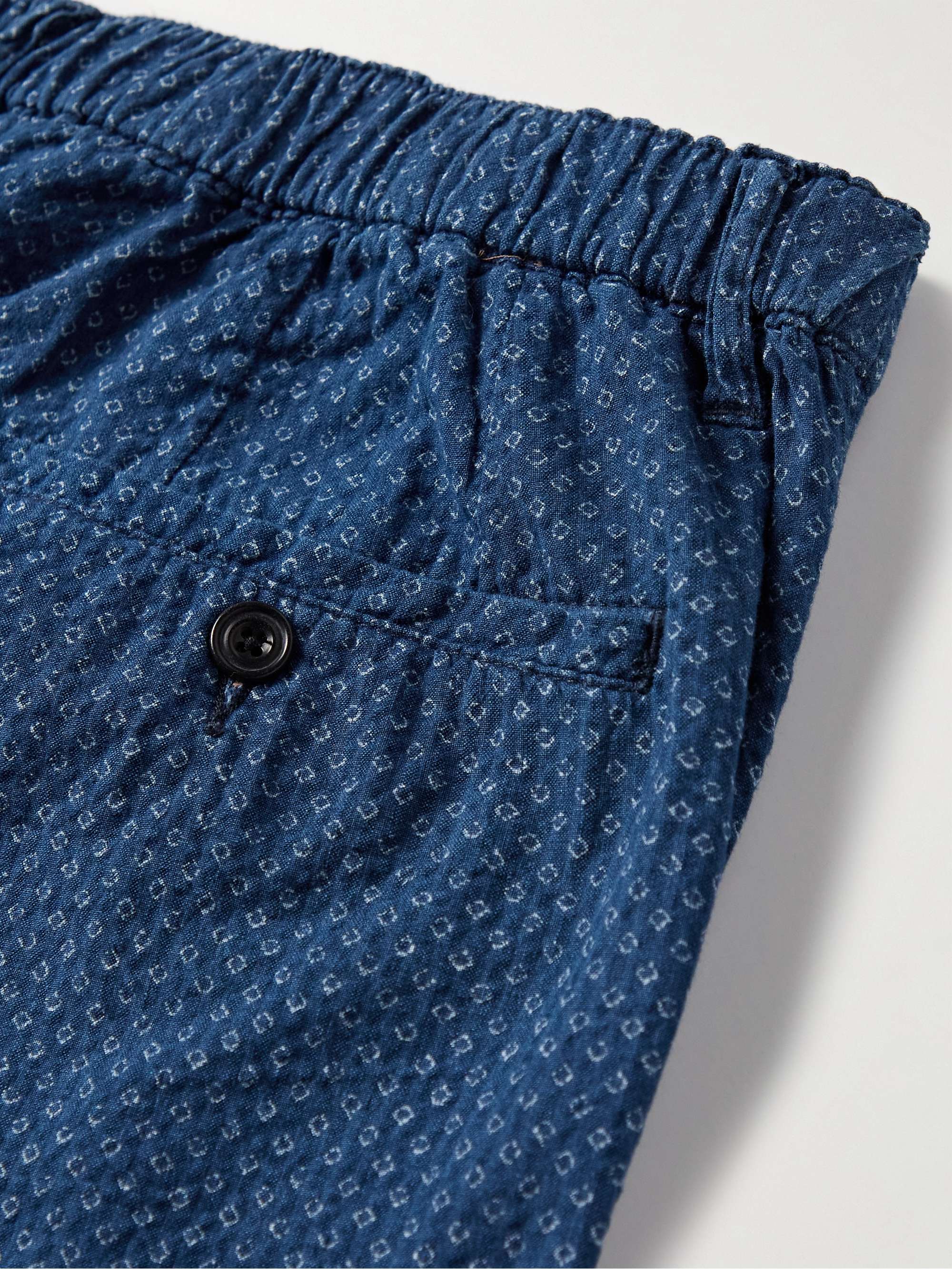 HARTFORD Tank Straight-Leg Printed Cotton-Seersucker Drawstring Shorts