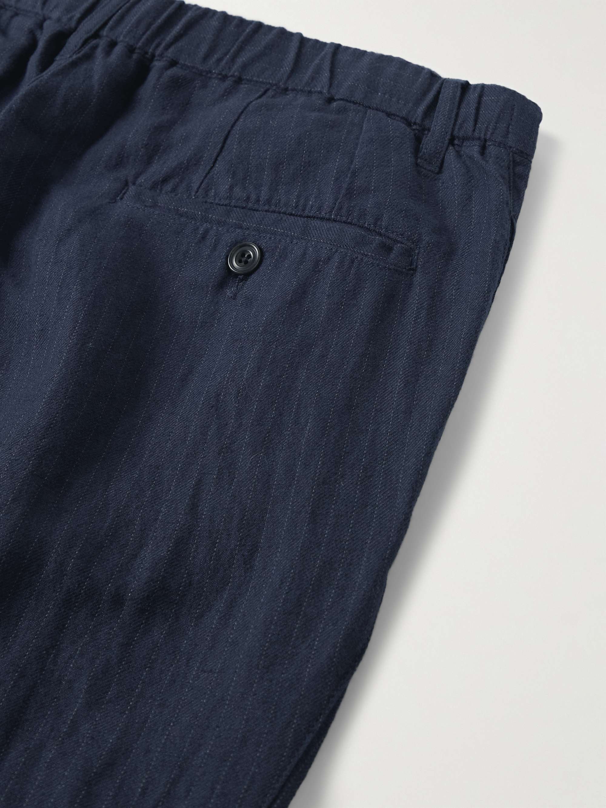 HARTFORD Tanker Slim-Fit Straight-Leg Pinstriped Cotton-Twill Drawstring Trousers