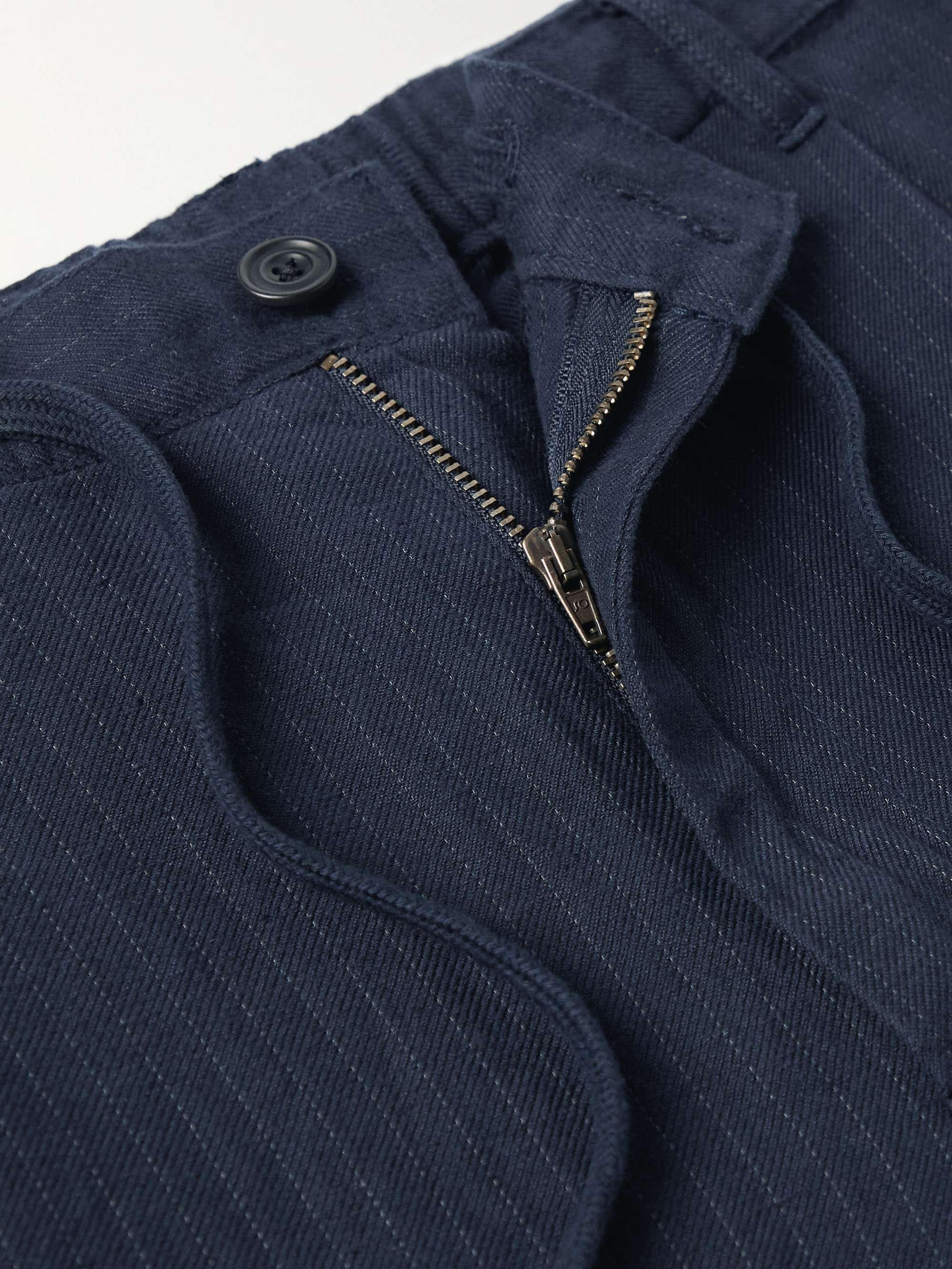 HARTFORD Tanker Slim-Fit Straight-Leg Pinstriped Cotton-Twill Drawstring Trousers