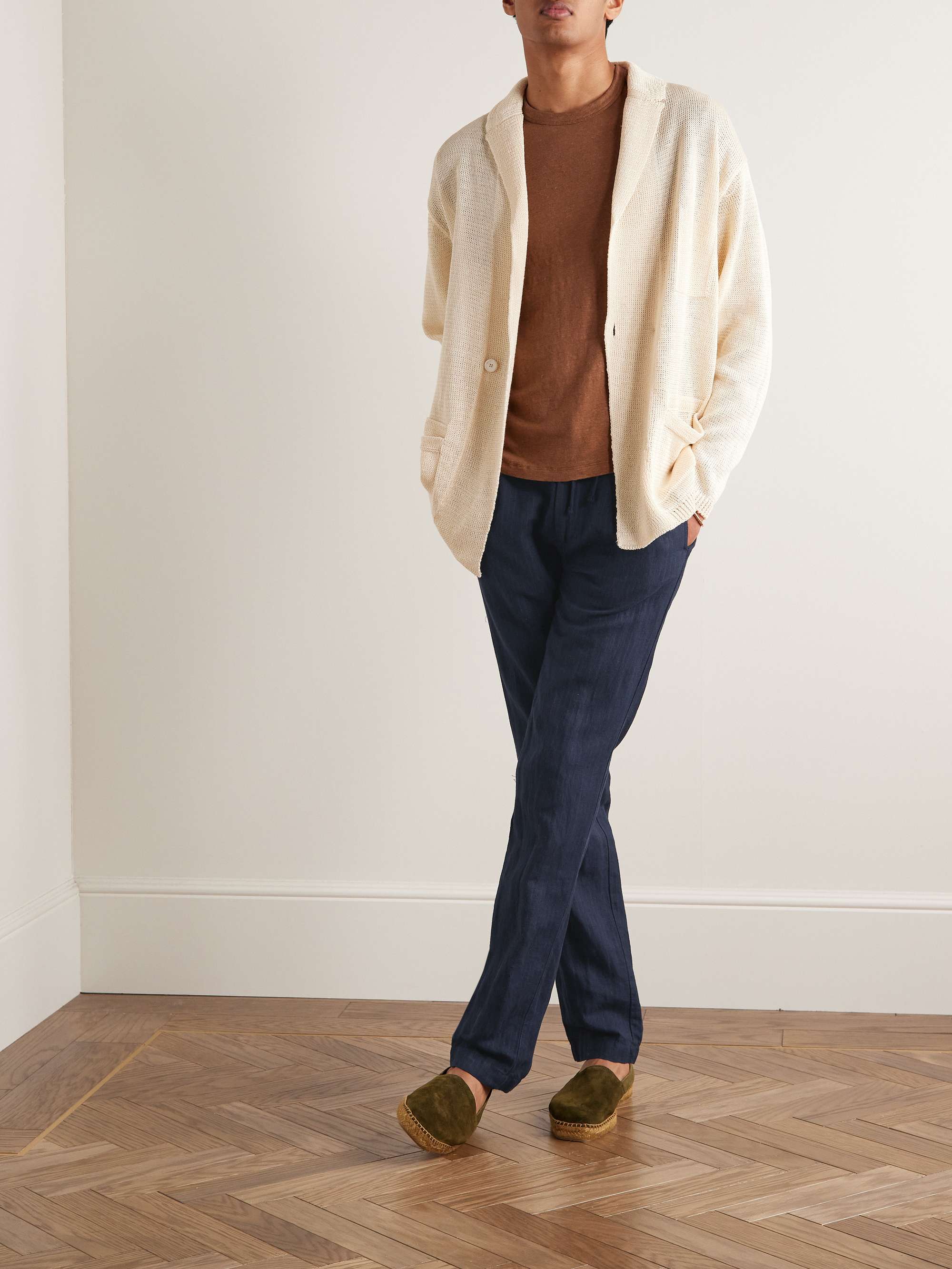 HARTFORD Tanker Slim-Fit Straight-Leg Pinstriped Cotton-Twill Drawstring Trousers