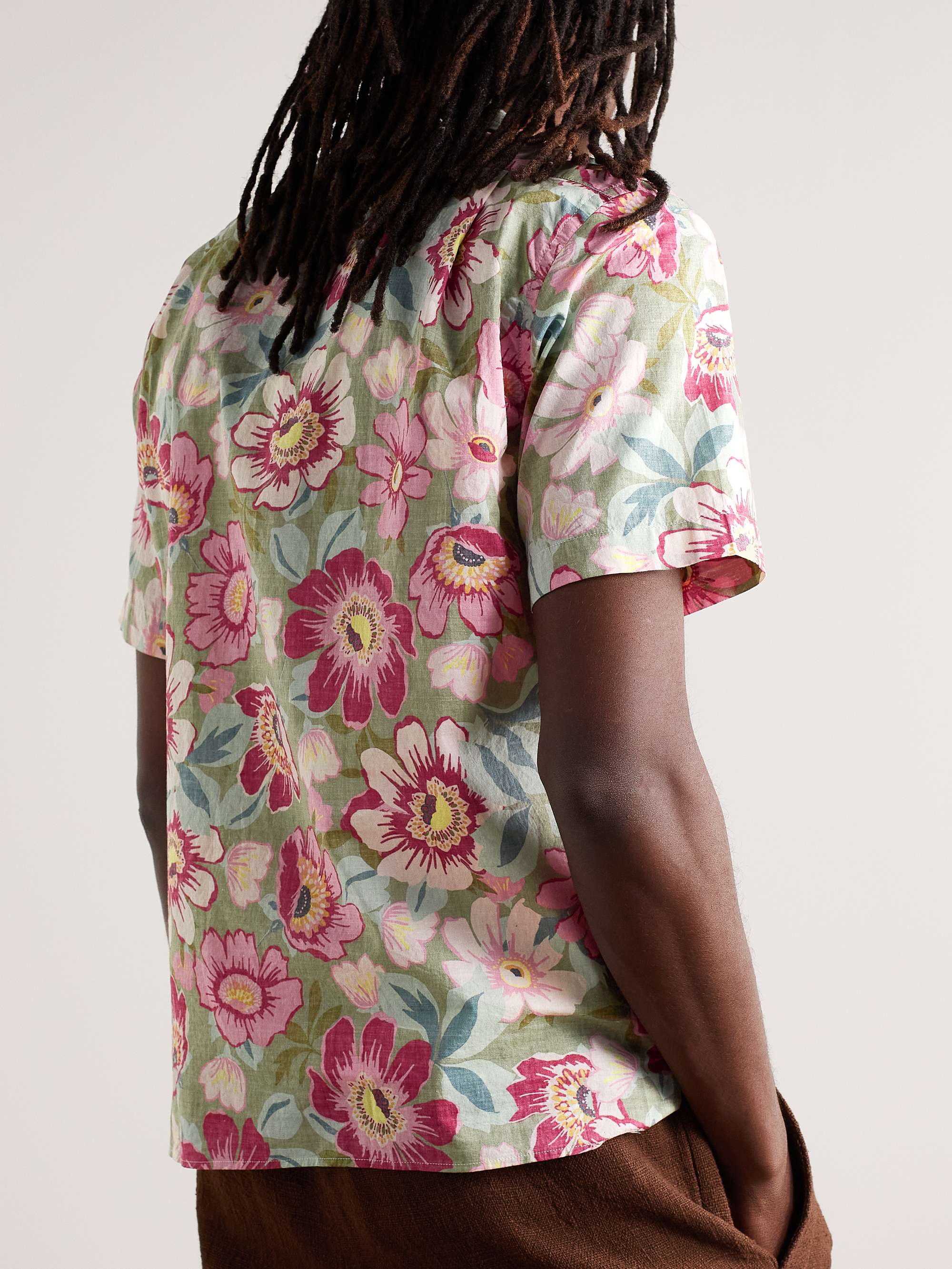 HARTFORD Palm Mc Pat Convertible-Collar Printed Cotton-Voile Shirt