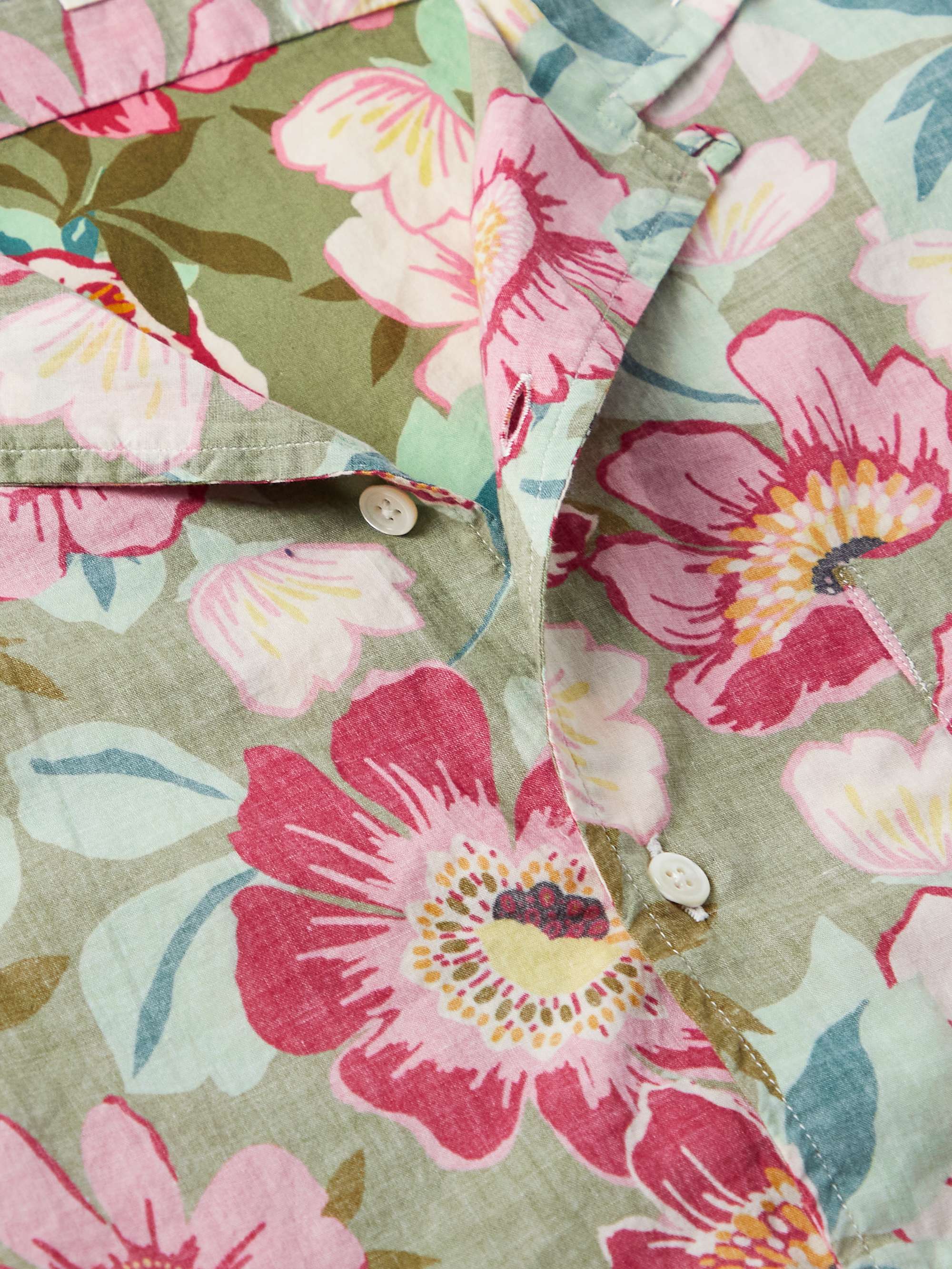 HARTFORD Palm Mc Pat Convertible-Collar Printed Cotton-Voile Shirt