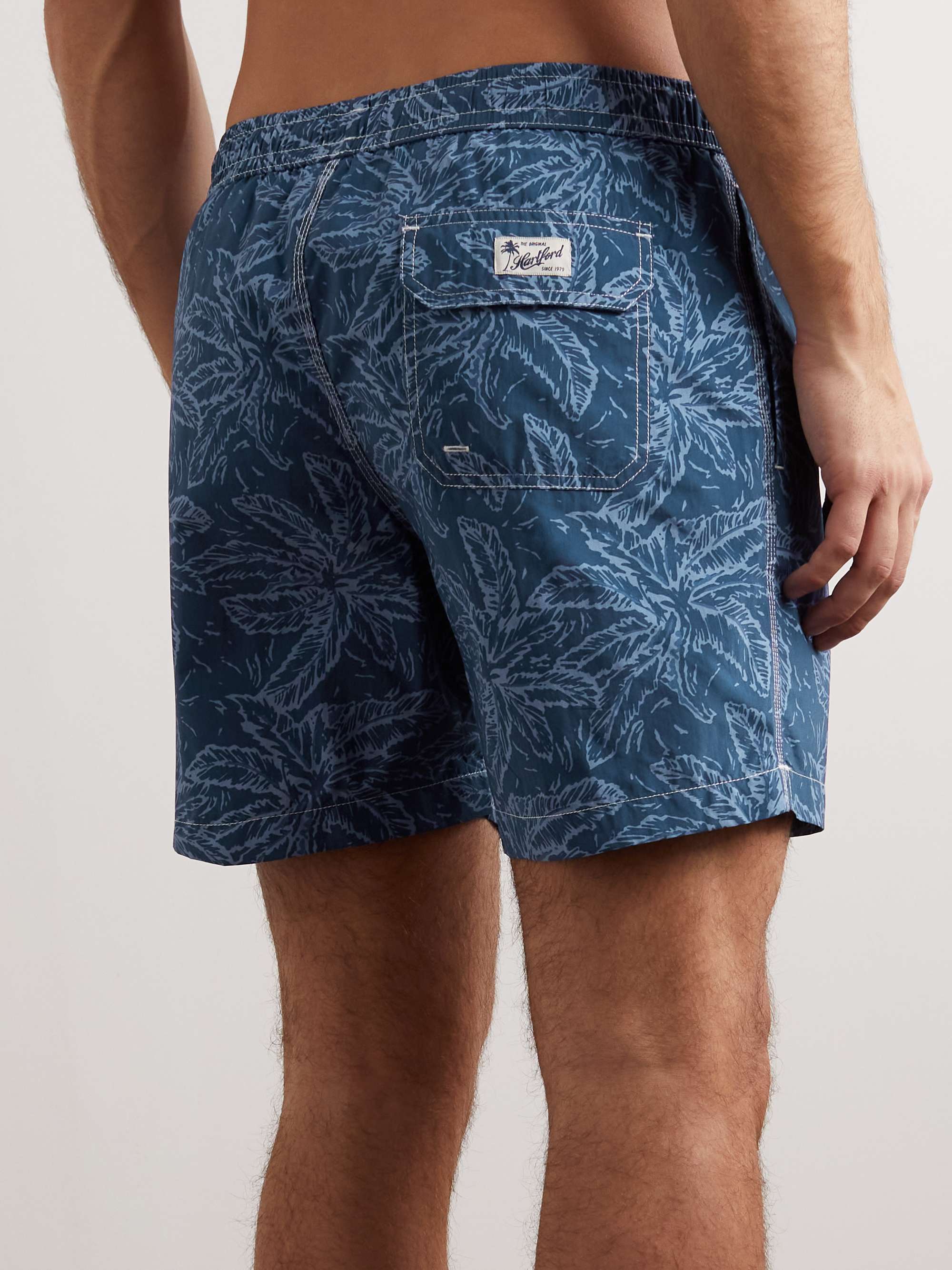 HARTFORD Straight-Leg Mid-Length Printed Swim Shorts