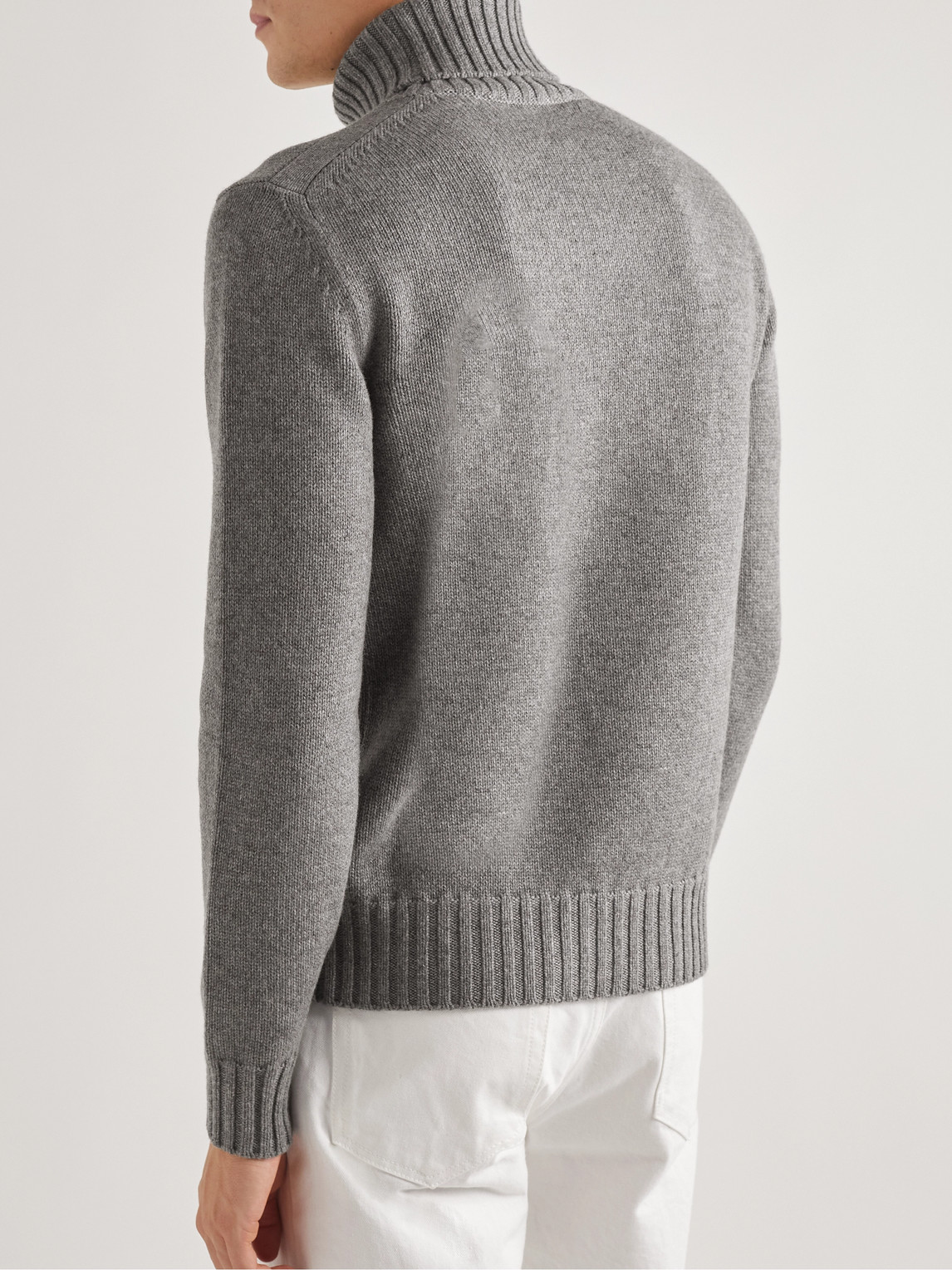 Shop Loro Piana Cashmere Rollneck Sweater In Gray