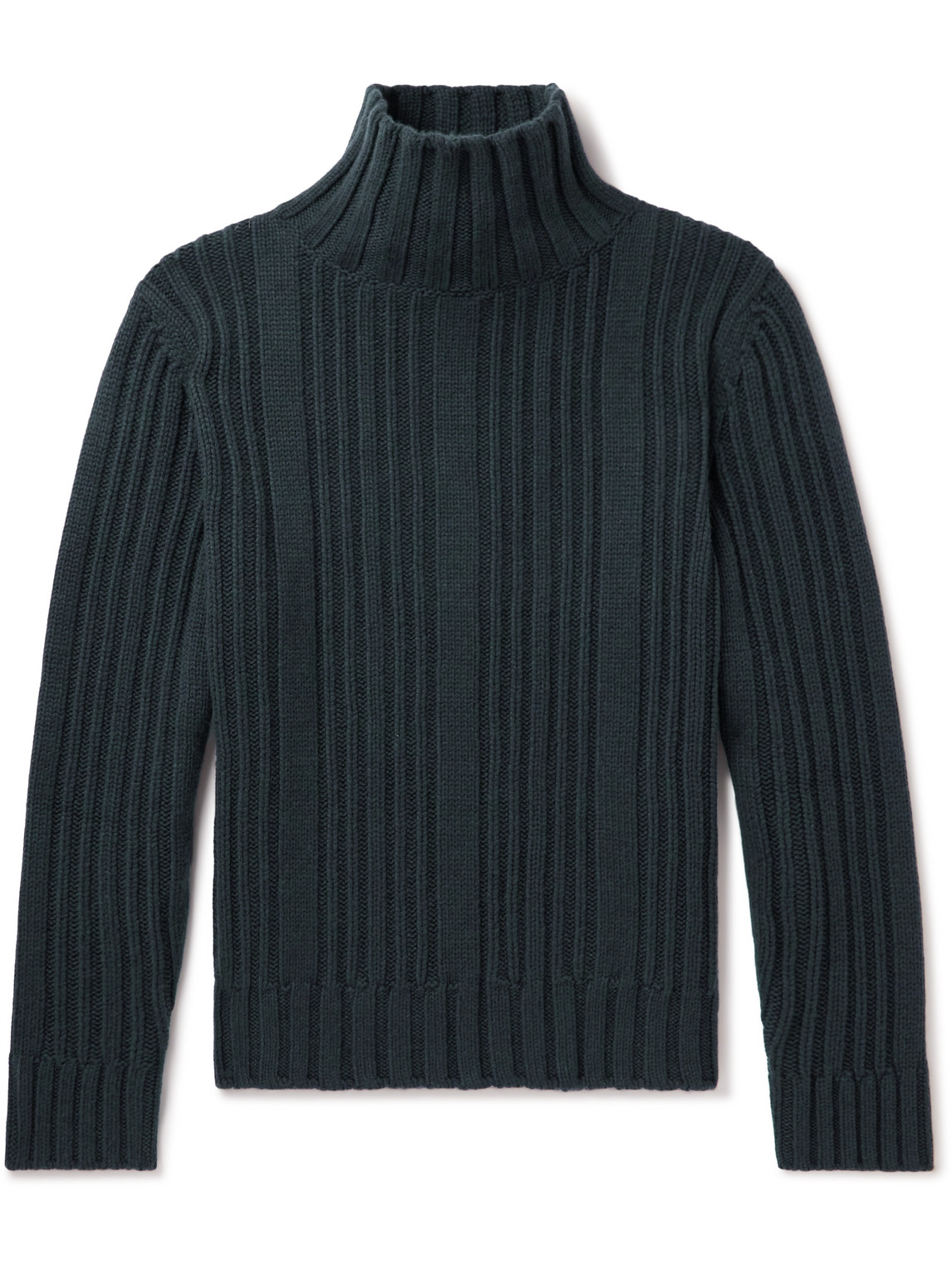 Loro Piana Ribbed Baby Cashmere Rollneck Sweater In Blue