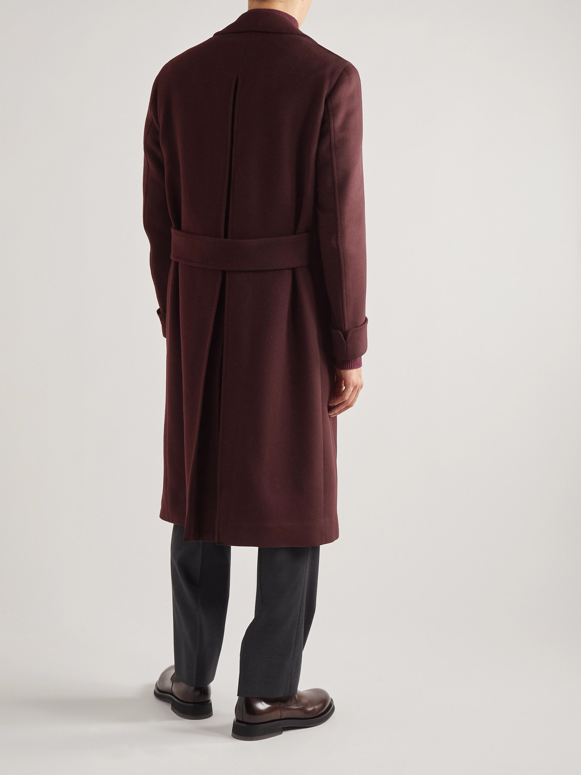 Shop Loro Piana Double-breasted Cashmere Coat In Burgundy