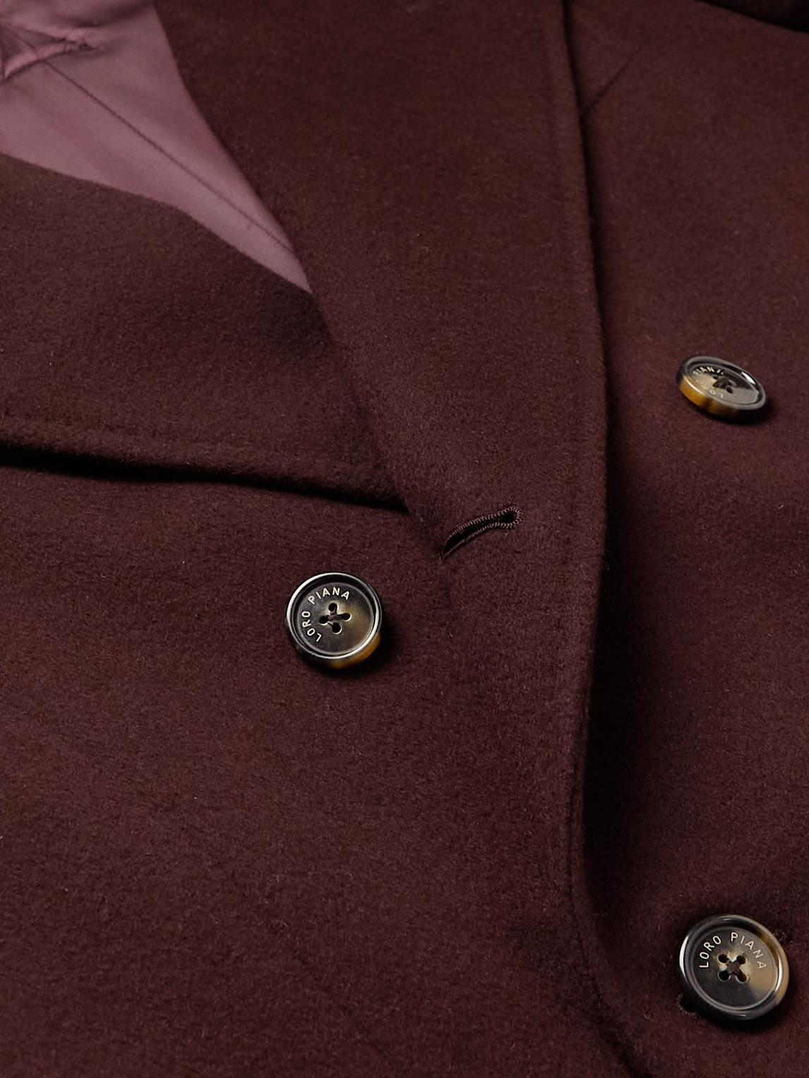 Shop Loro Piana Double-breasted Cashmere Coat In Burgundy