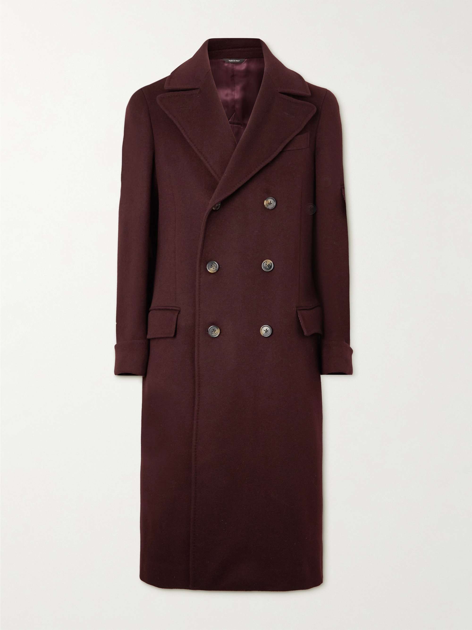 Gustave Padded Faux Shearling-trimmed Jacquard Coat In Red