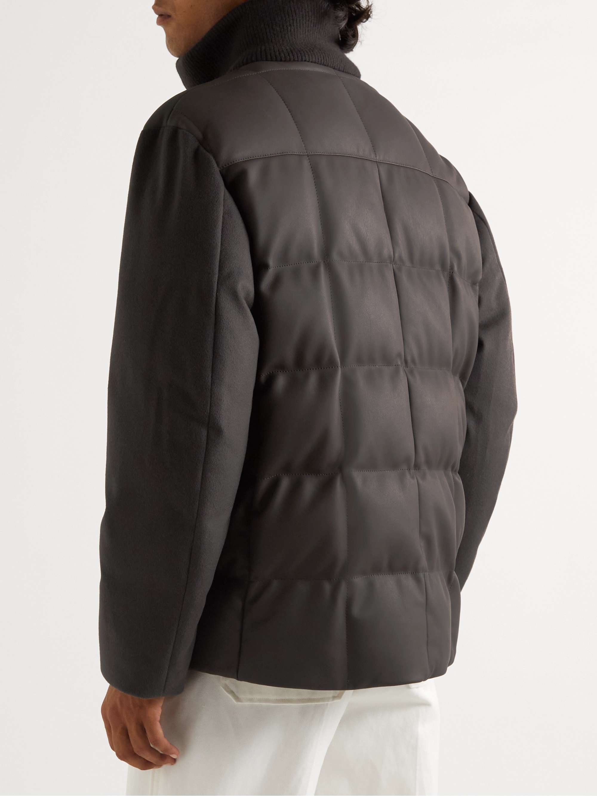 LORO PIANA Parson Quilted Leather and Cashmere Down Jacket