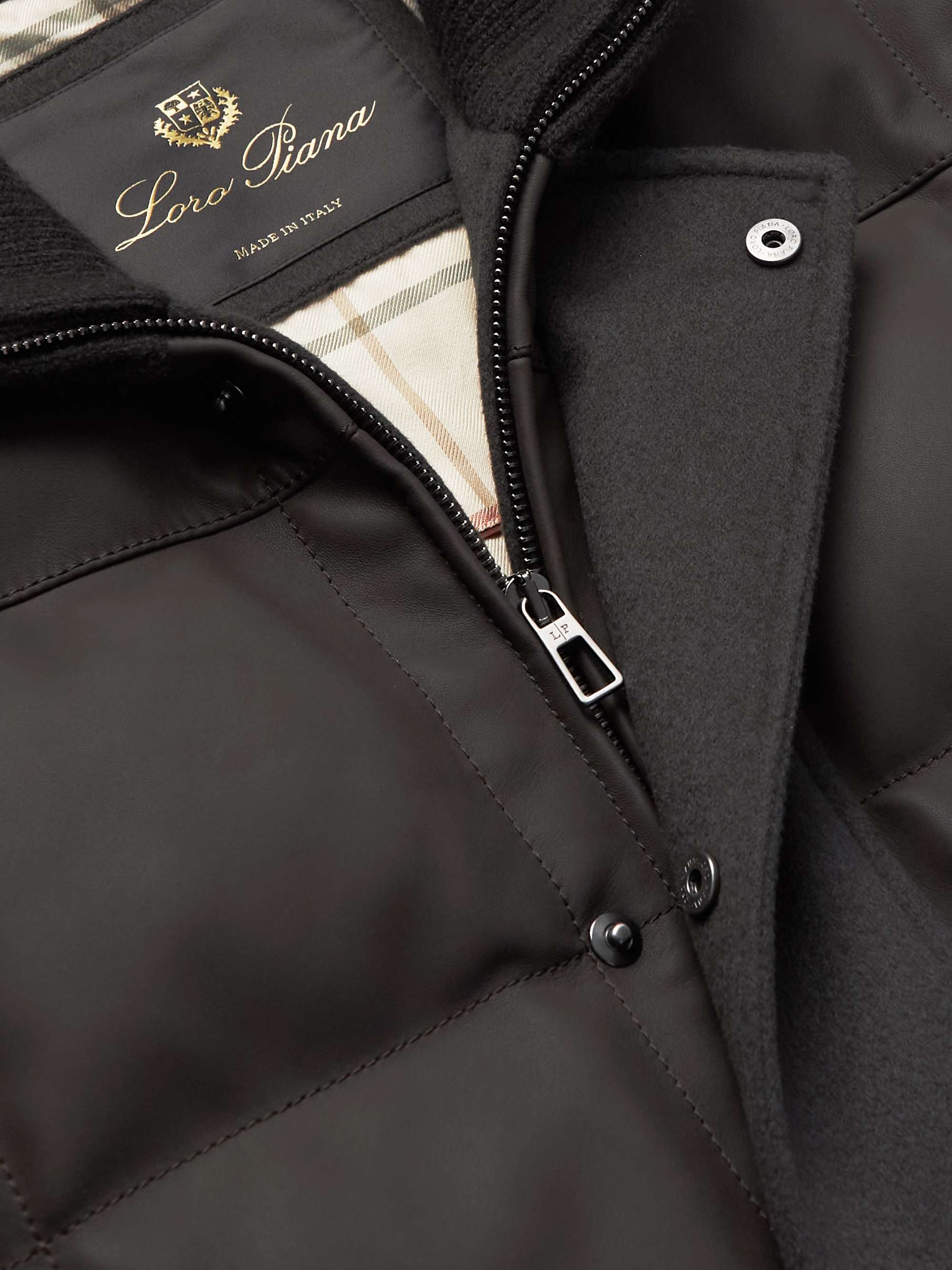 LORO PIANA Parson Quilted Leather and Cashmere Down Jacket
