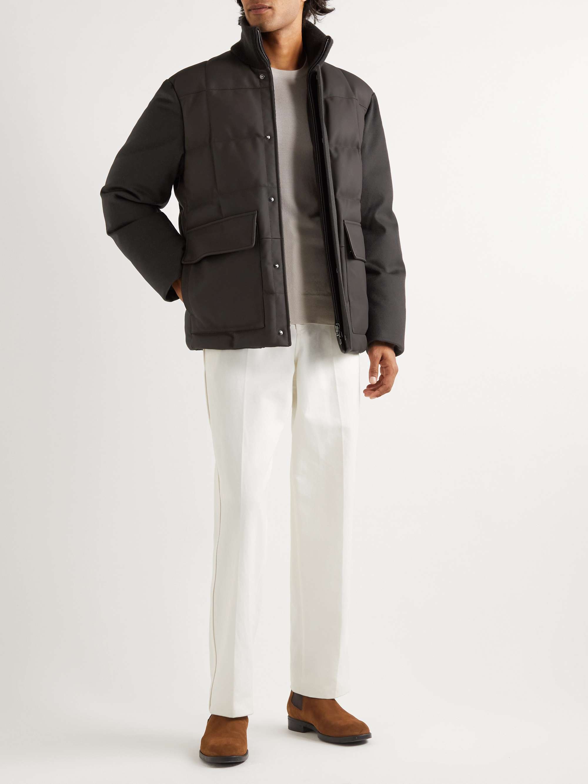 LORO PIANA Parson Quilted Leather and Cashmere Down Jacket