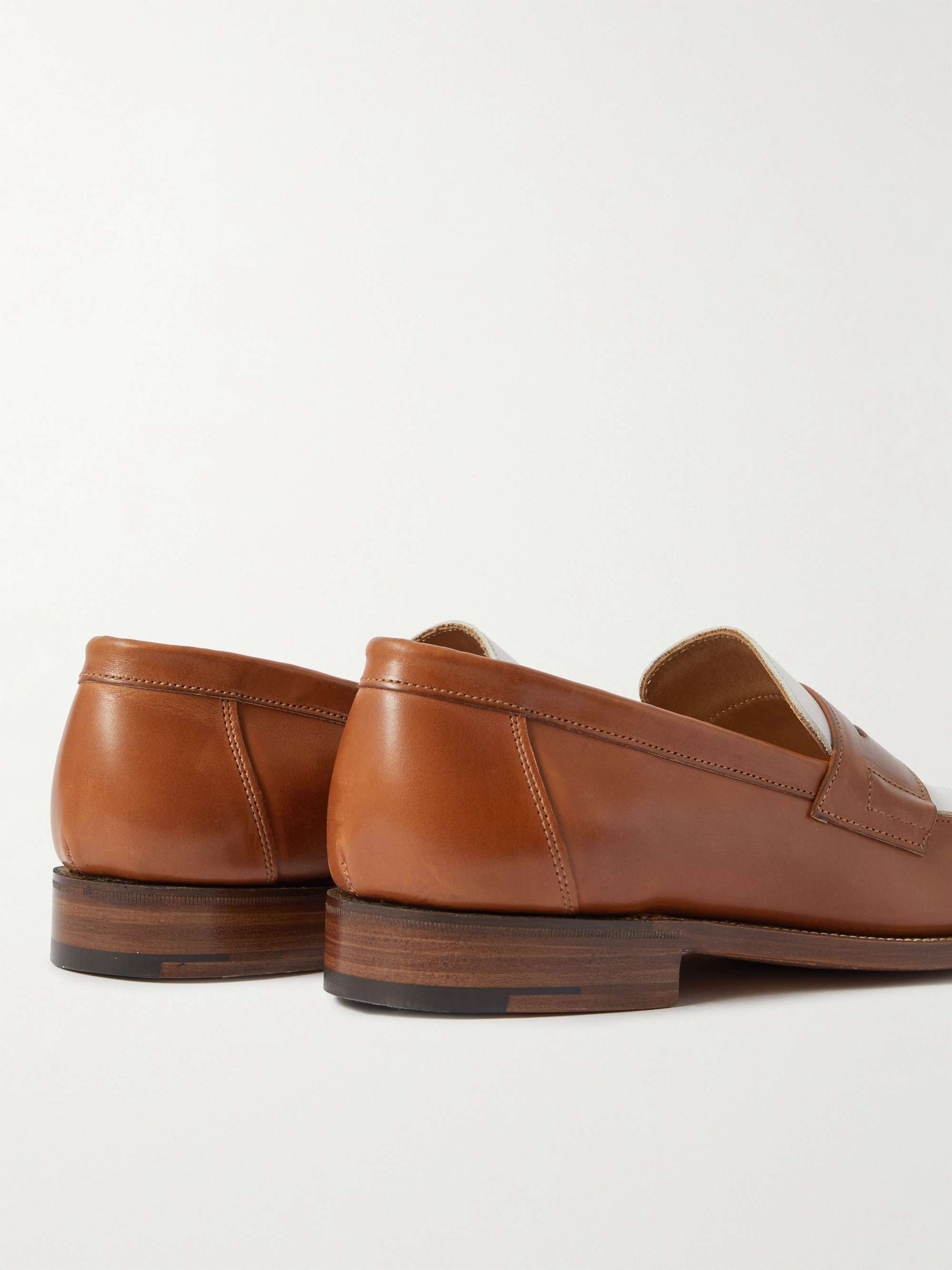 GRENSON Epsom Two-Tone Leather Penny Loafers