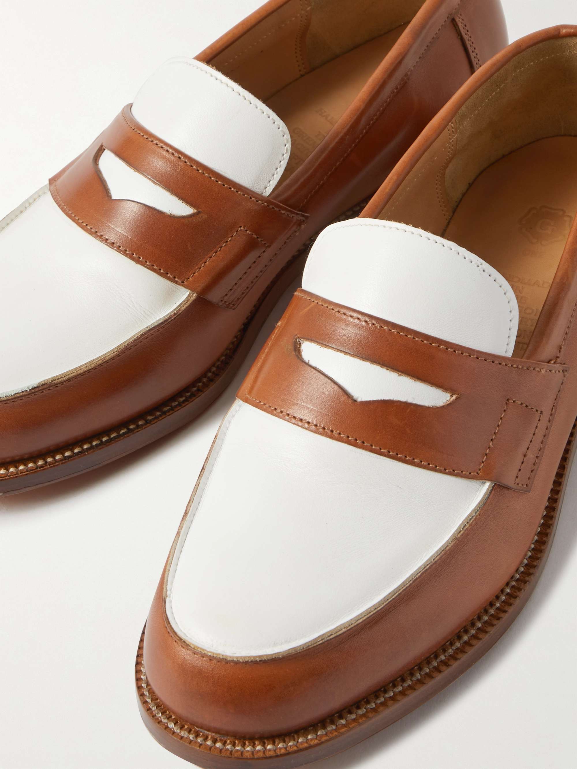 GRENSON Epsom Two-Tone Leather Penny Loafers