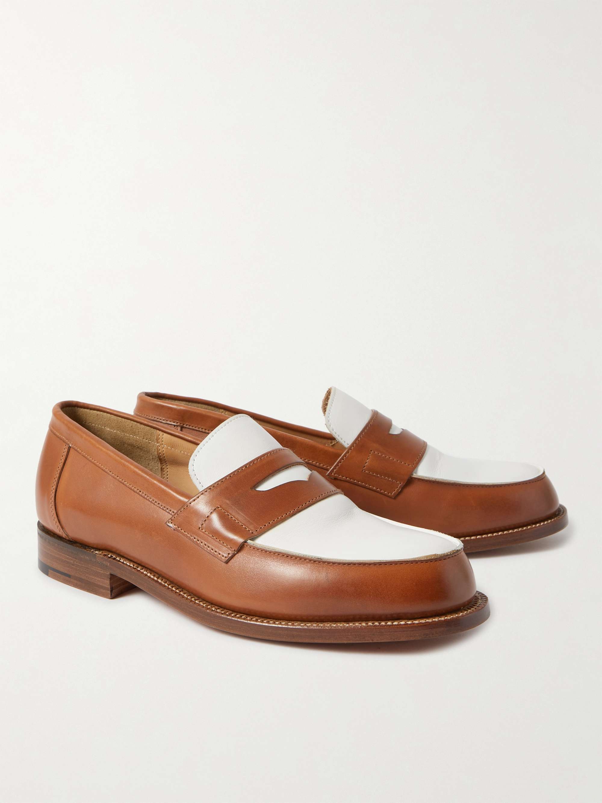 GRENSON Epsom Two-Tone Leather Penny Loafers