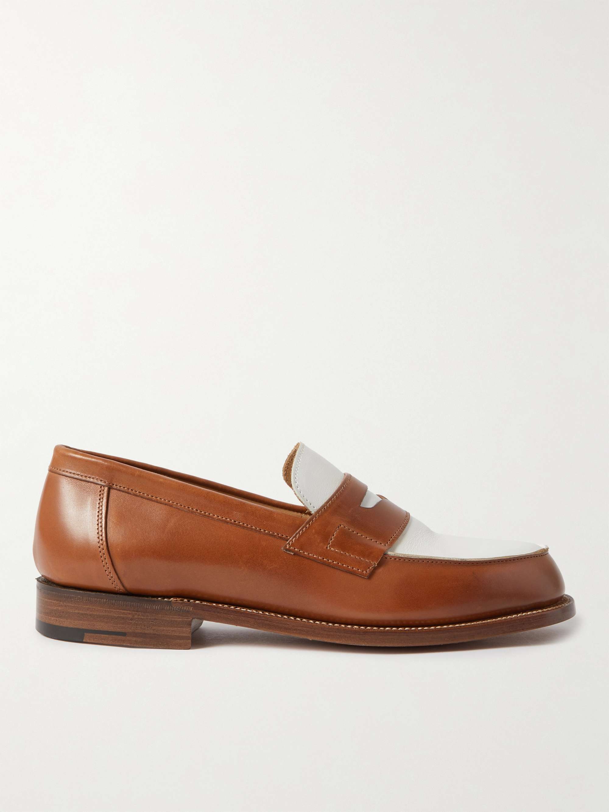 GRENSON Epsom Two-Tone Leather Penny Loafers