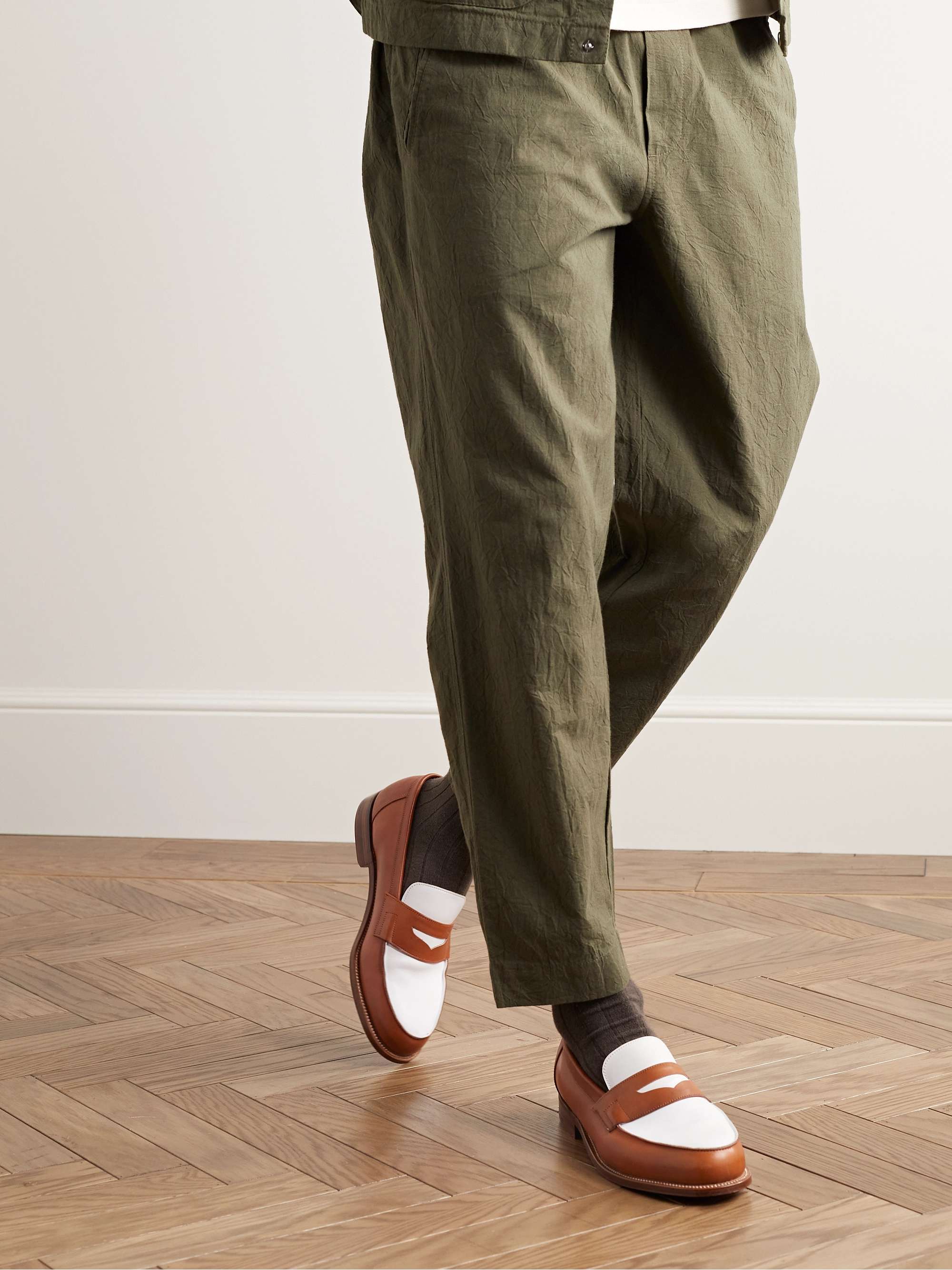 GRENSON Epsom Two-Tone Leather Penny Loafers