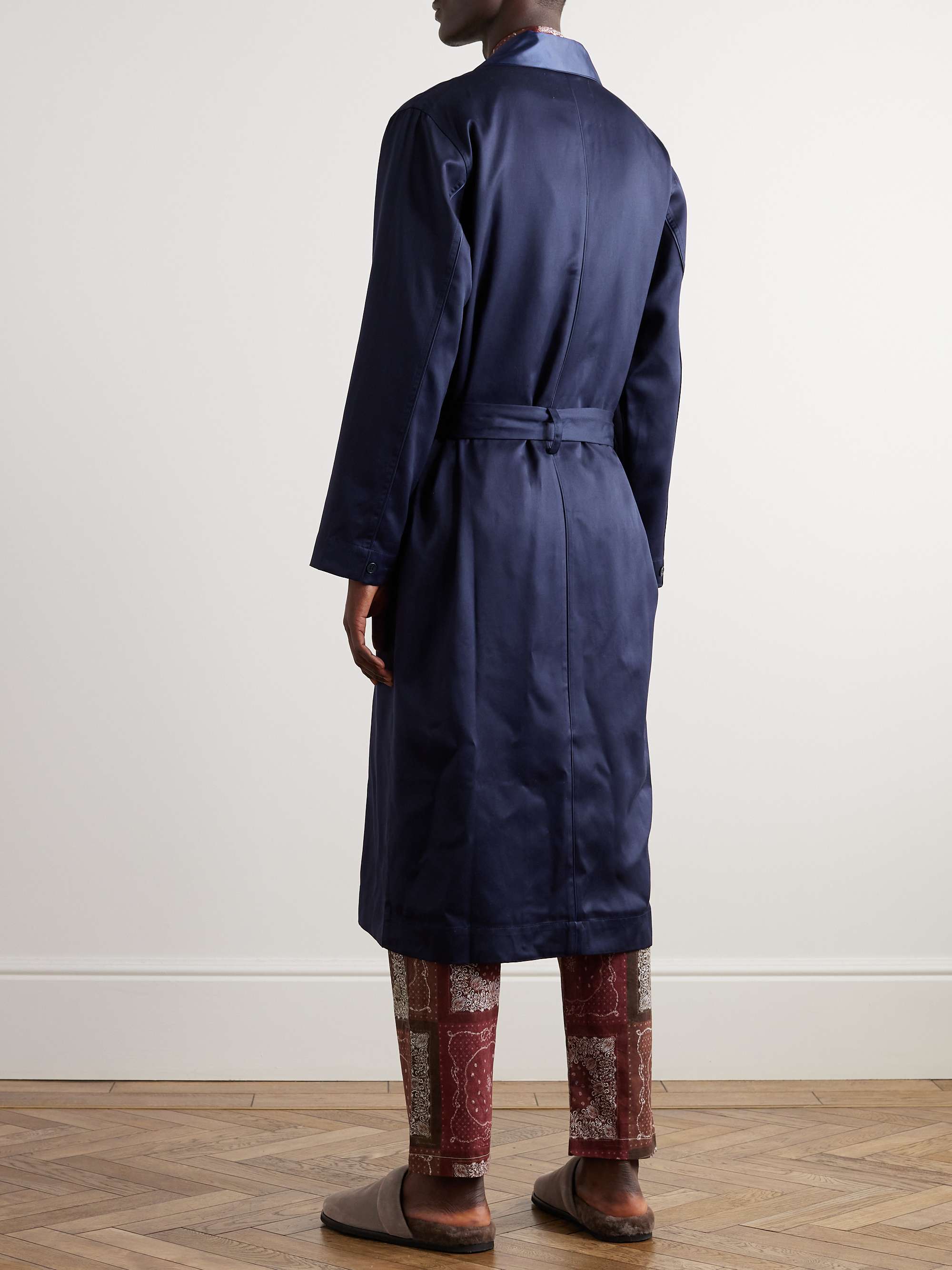 CDLP Home Satin-Trimmed Lyocell-Twill Robe